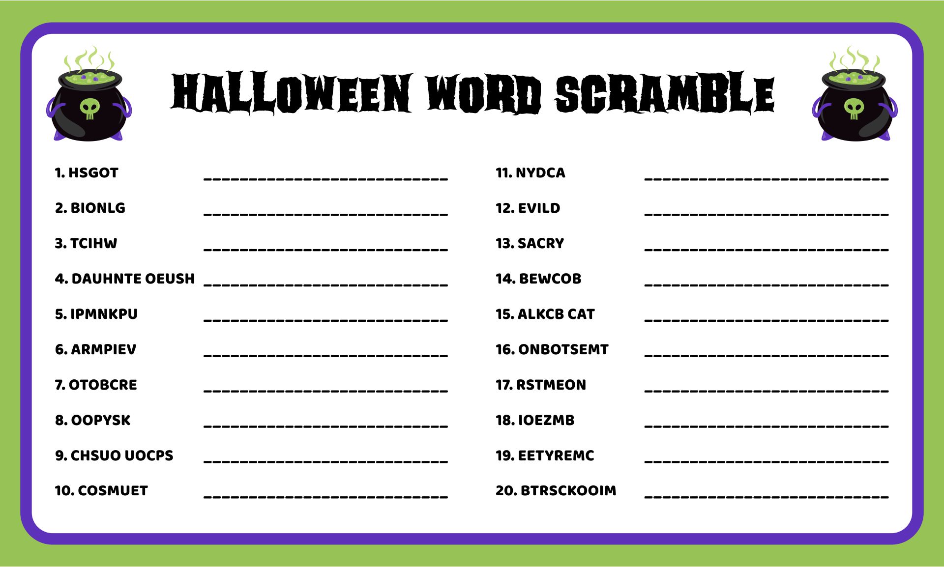 Printable Halloween Games For Parties