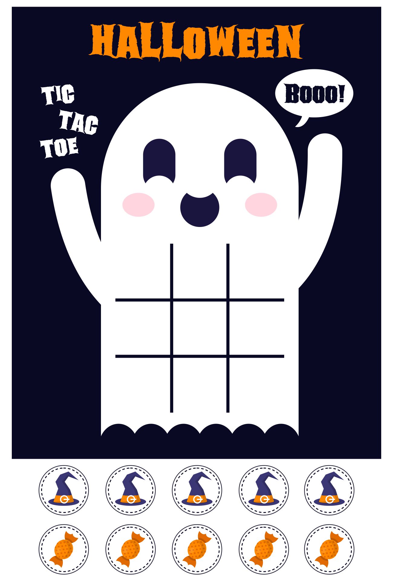 Printable Halloween Ghost Tic Tac Toe Game