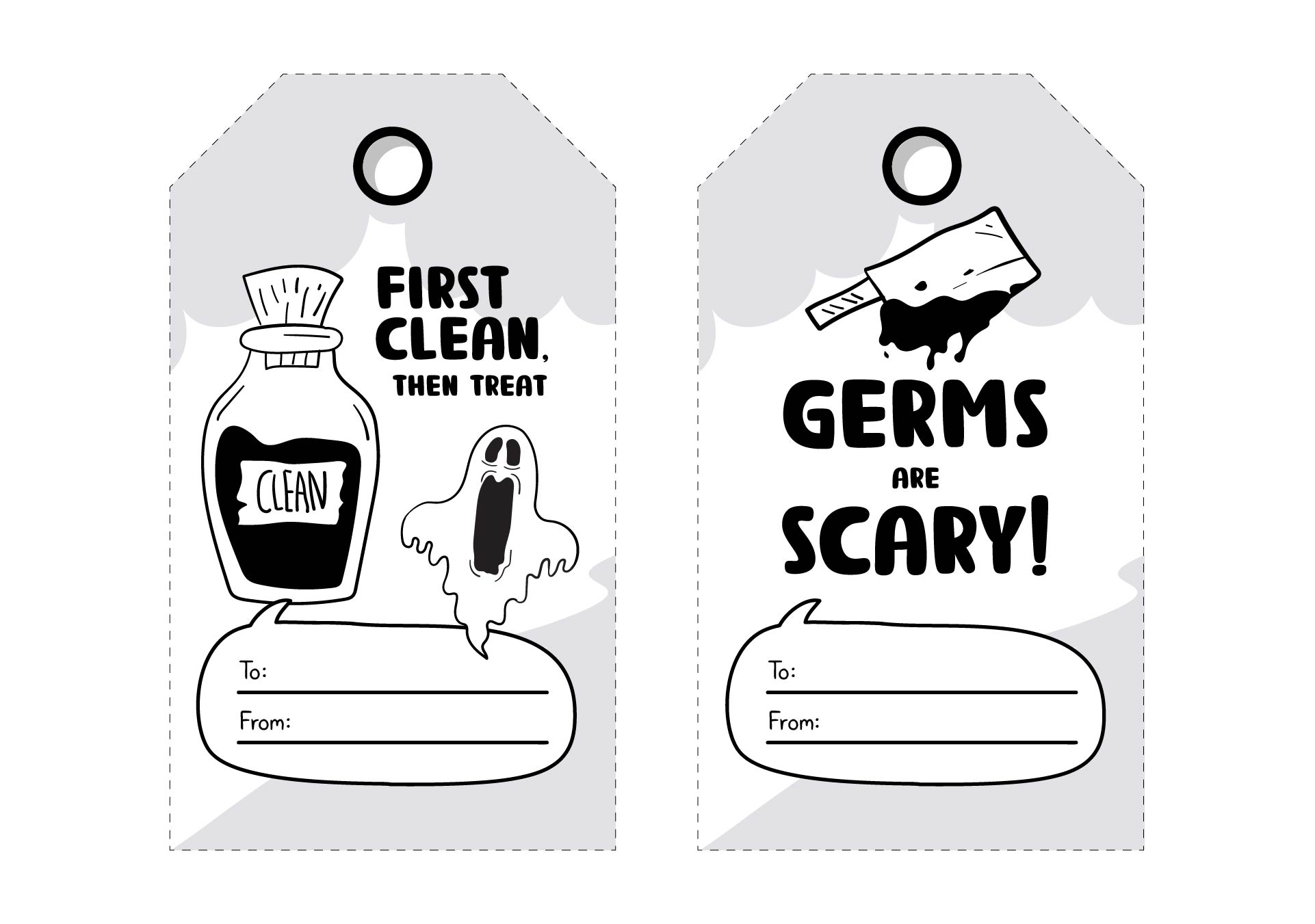 Printable Halloween Gift Tags For Soaps And Sanitizers Bathroom