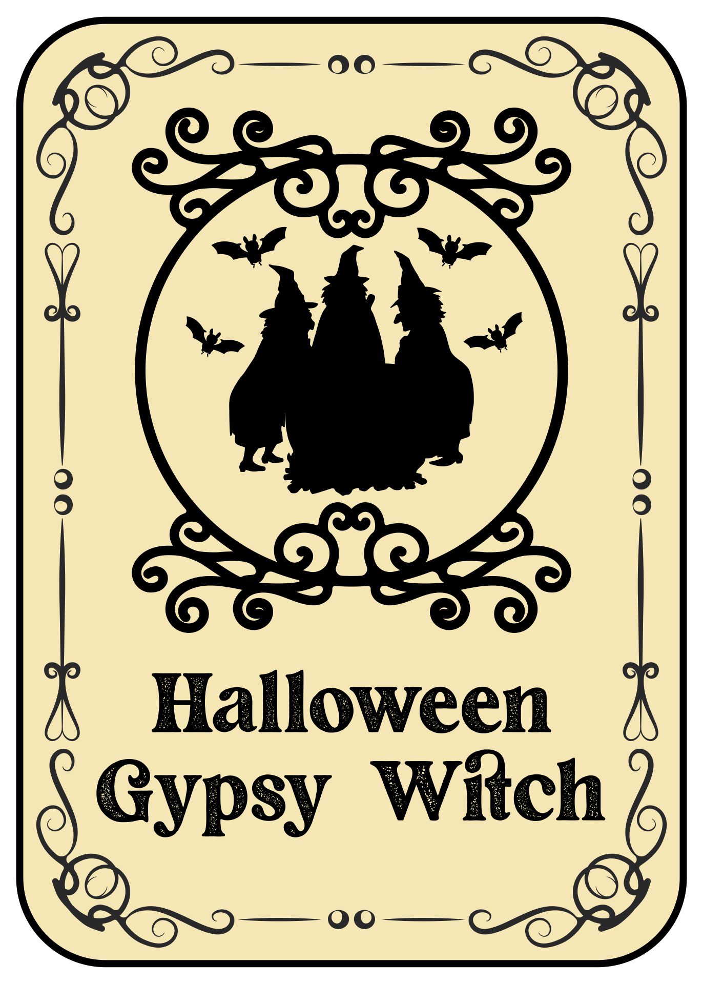 Printable Halloween Gypsy Witch Vintage Labels