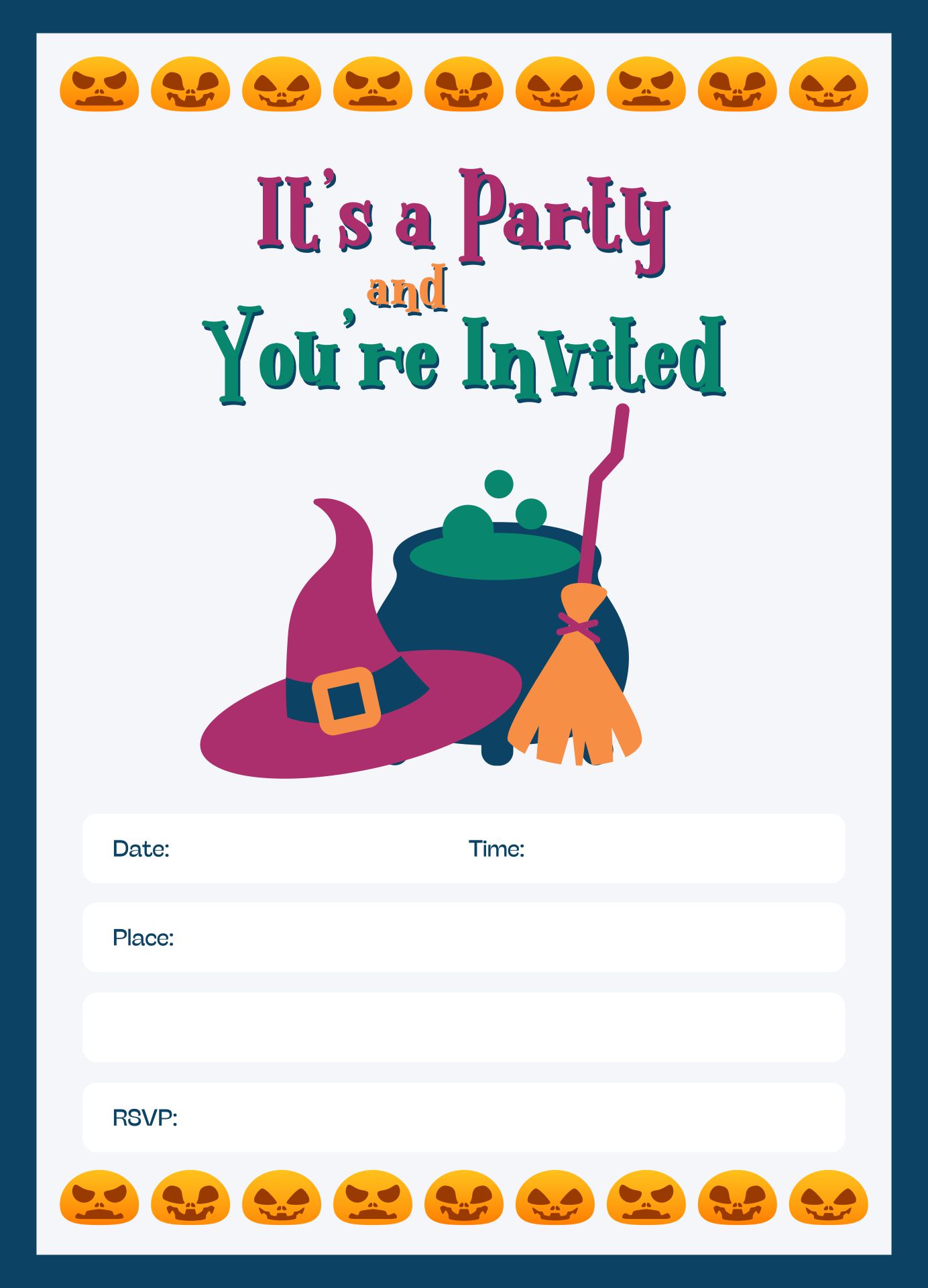 Printable Halloween Kids Birthday Invitation Templates