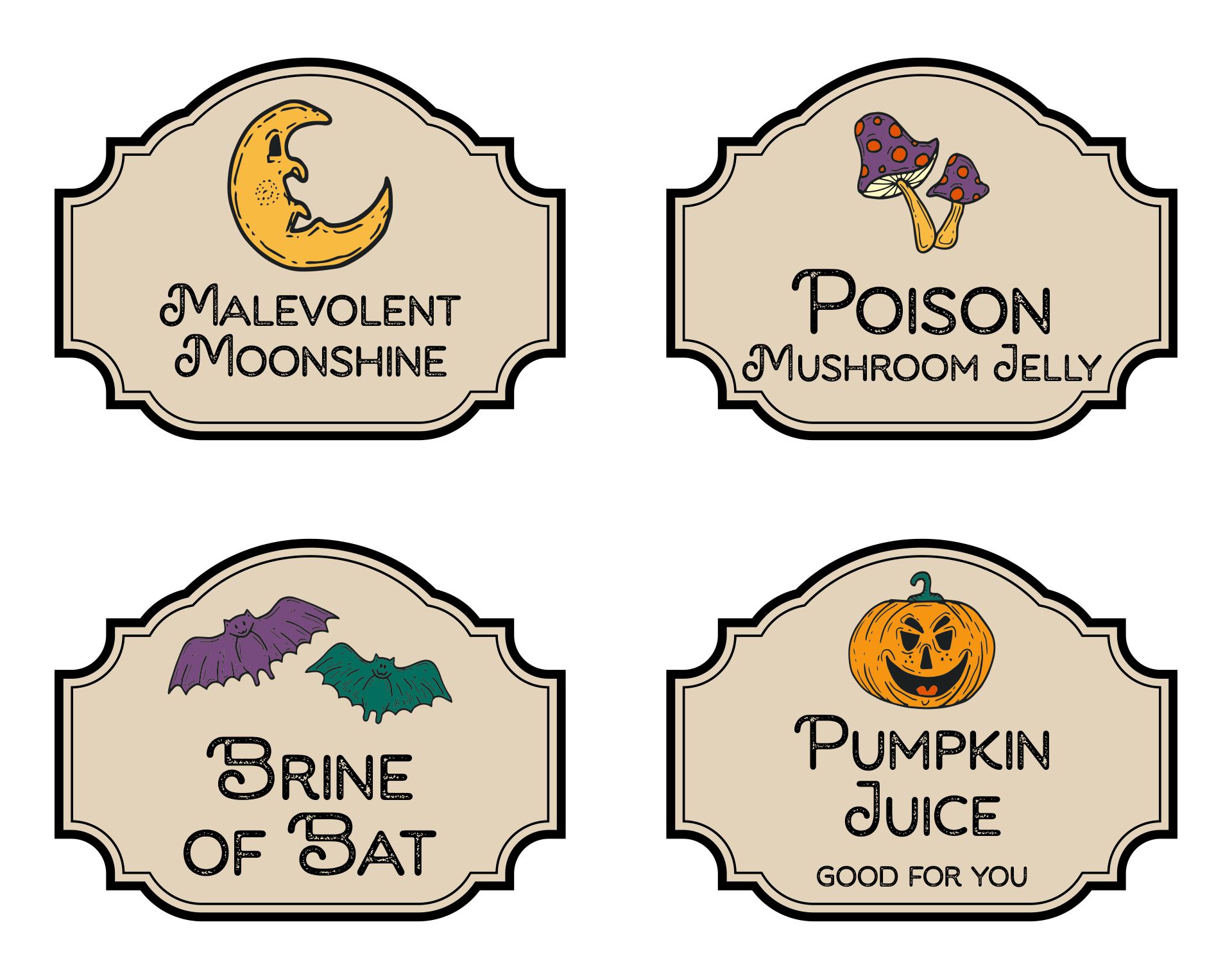 Printable Halloween Labels Potions