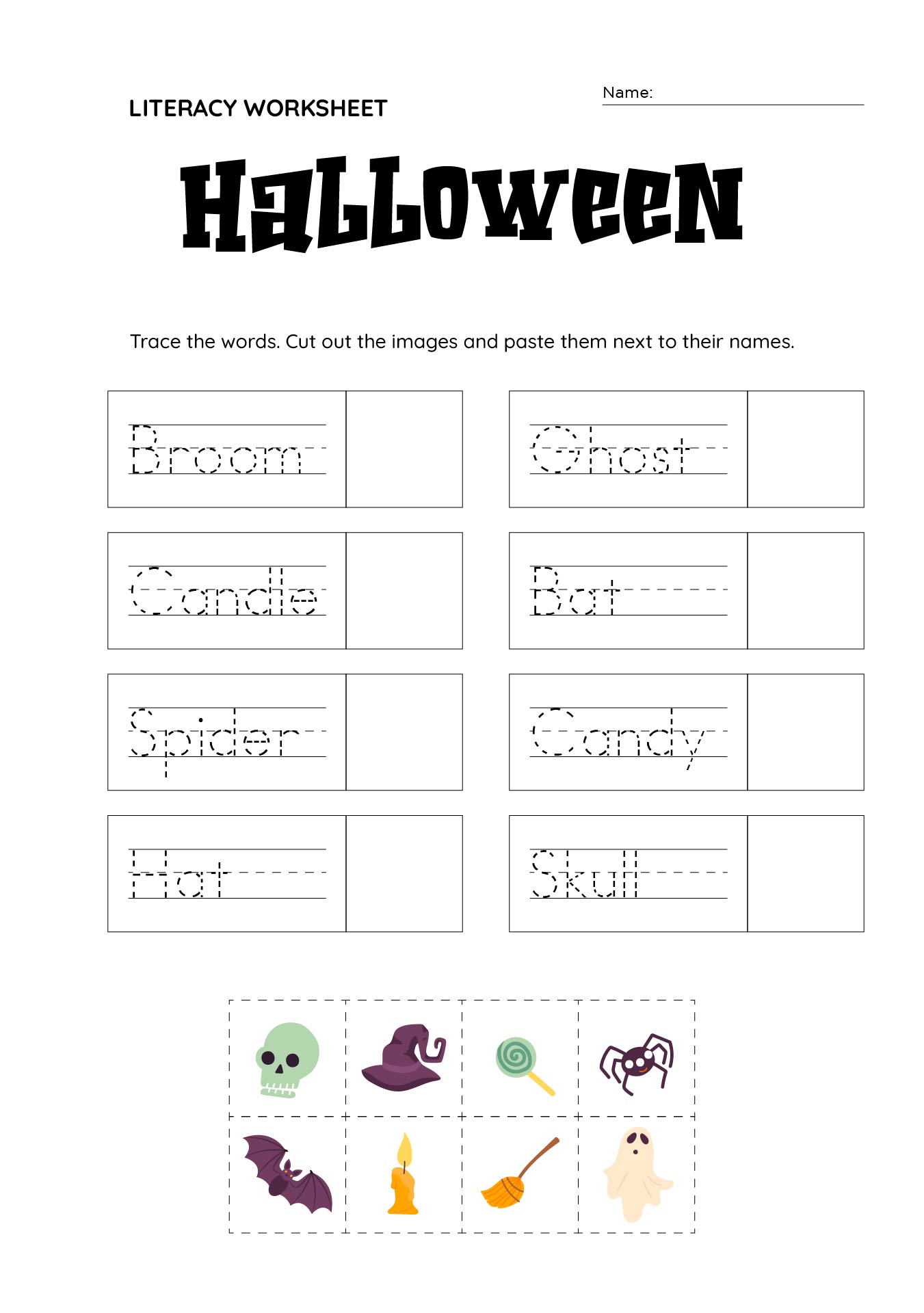 Printable Halloween Literacy Worksheet For Preschoolers