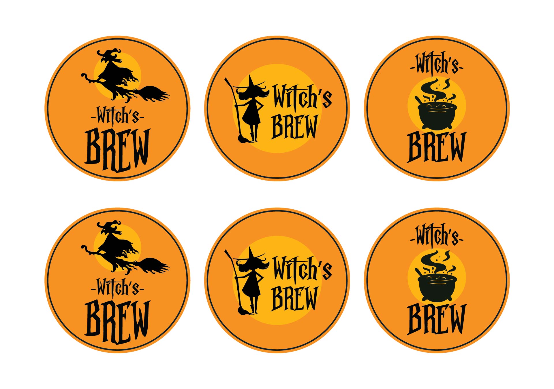 Printable Halloween Mason Jar Lid Witch Brew Label