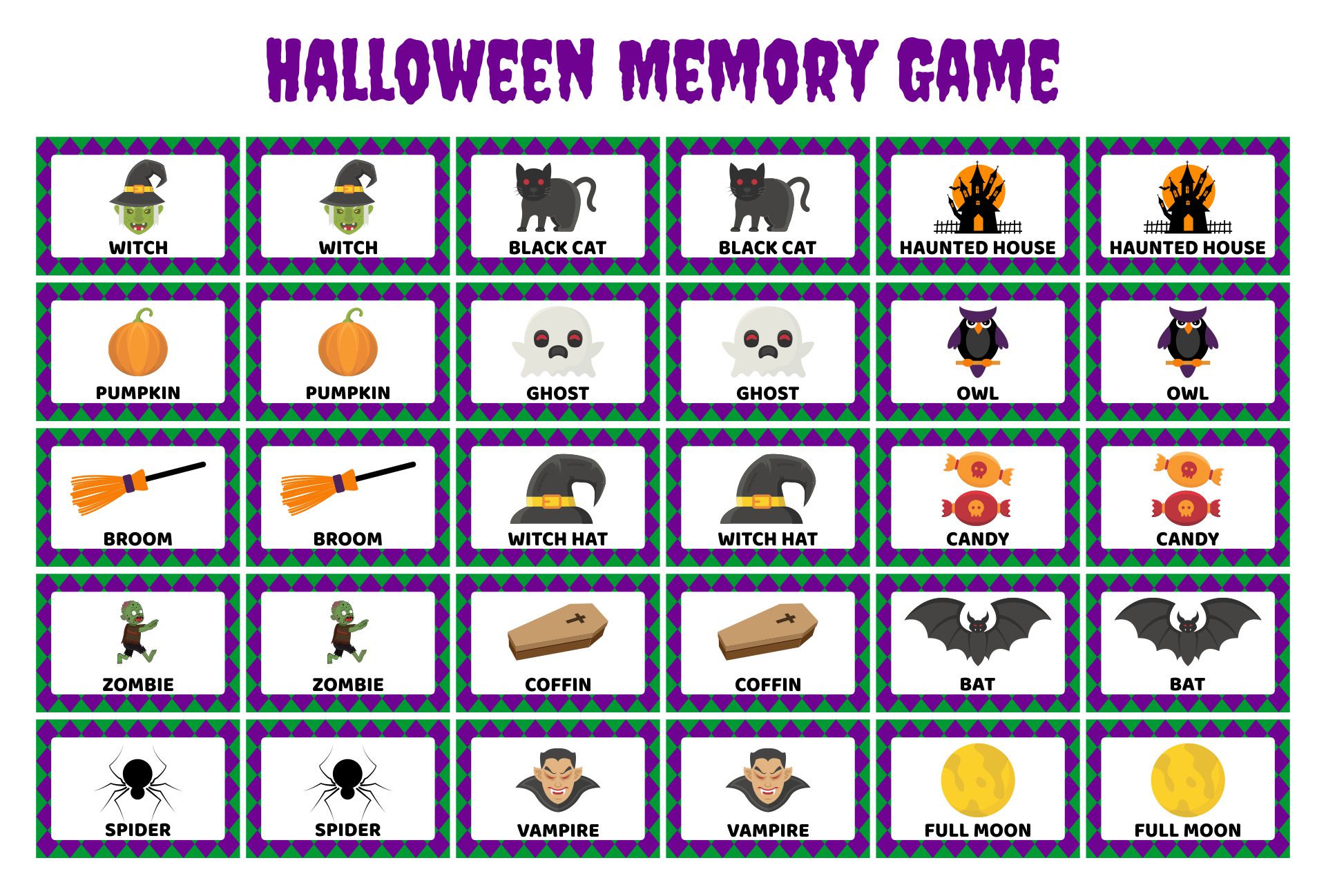 Printable Halloween Memory Game For Toddlers And Preschoolers