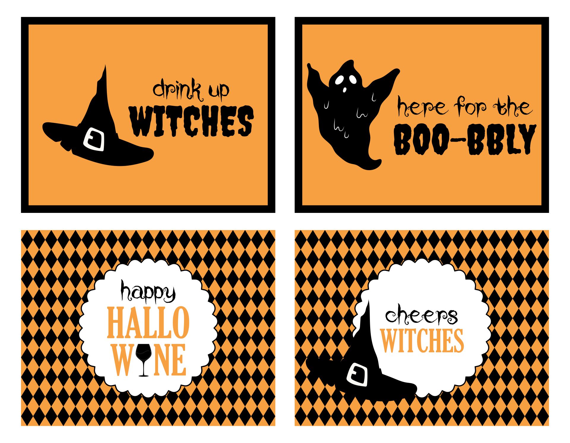 Printable Halloween Mini Wine And Champagne Bottle Labels