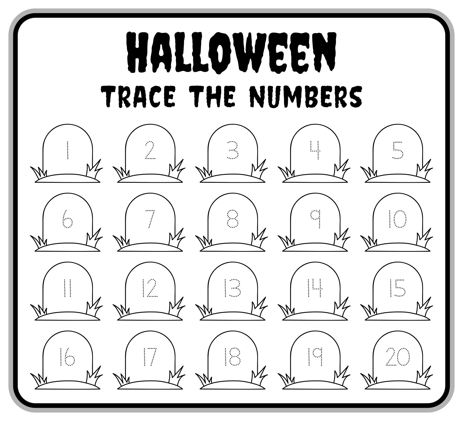 Printable Halloween Number Tracing Math For Kindergarten