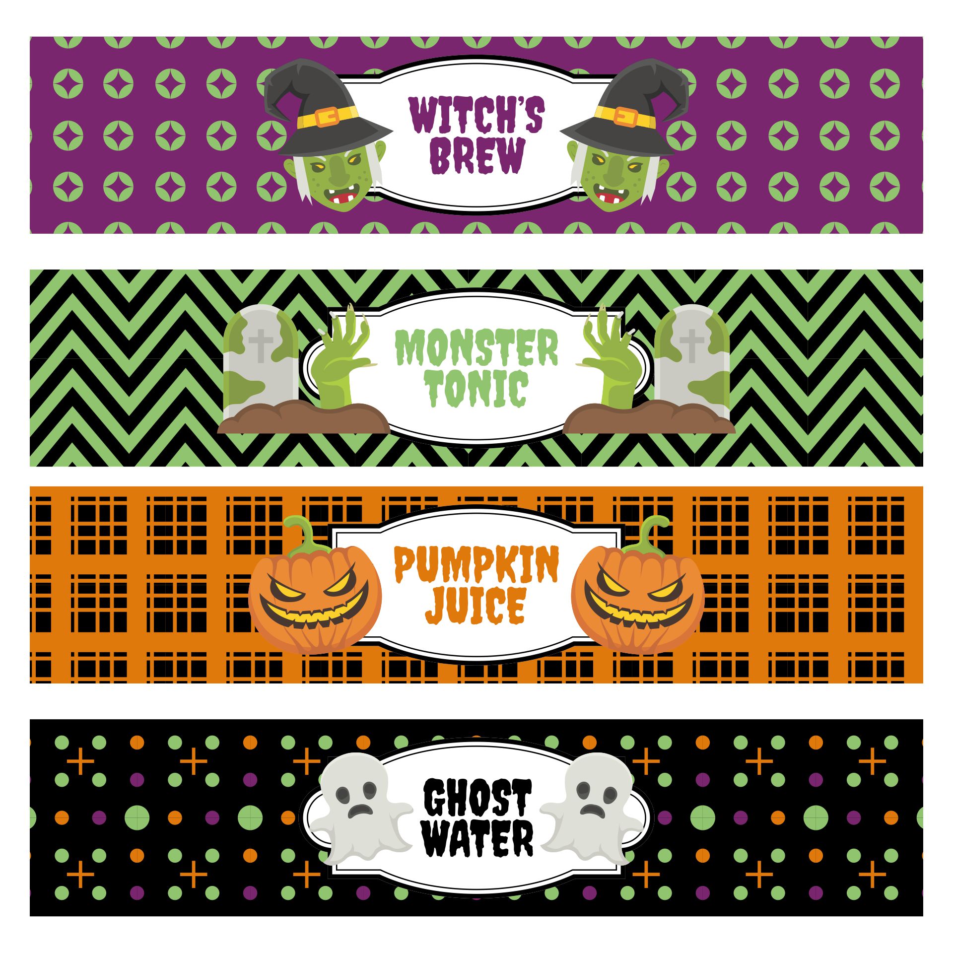 Printable Halloween Party Bottle Labels