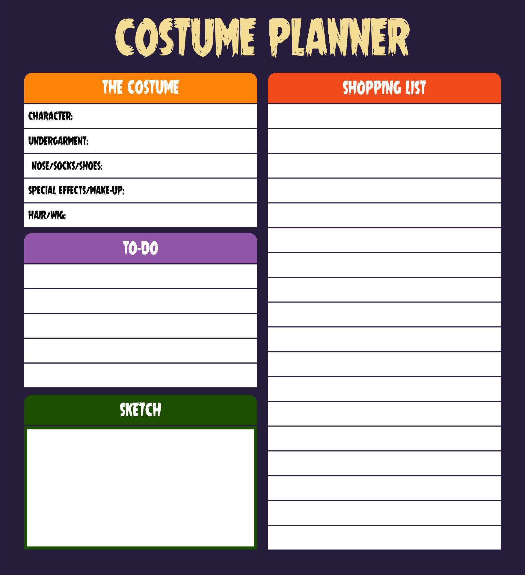 Printable Halloween Planner Holiday Template