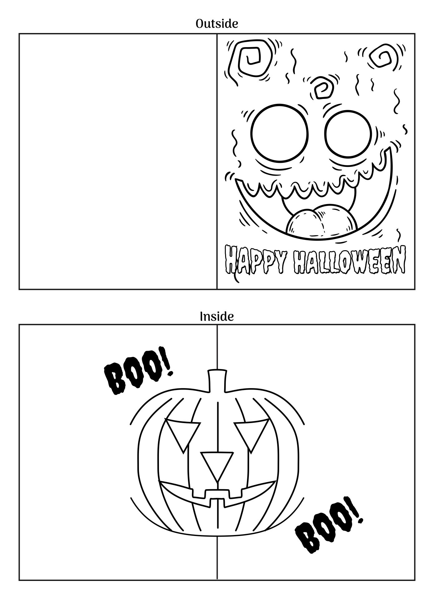 Printable Halloween Pop Up Card Coloring