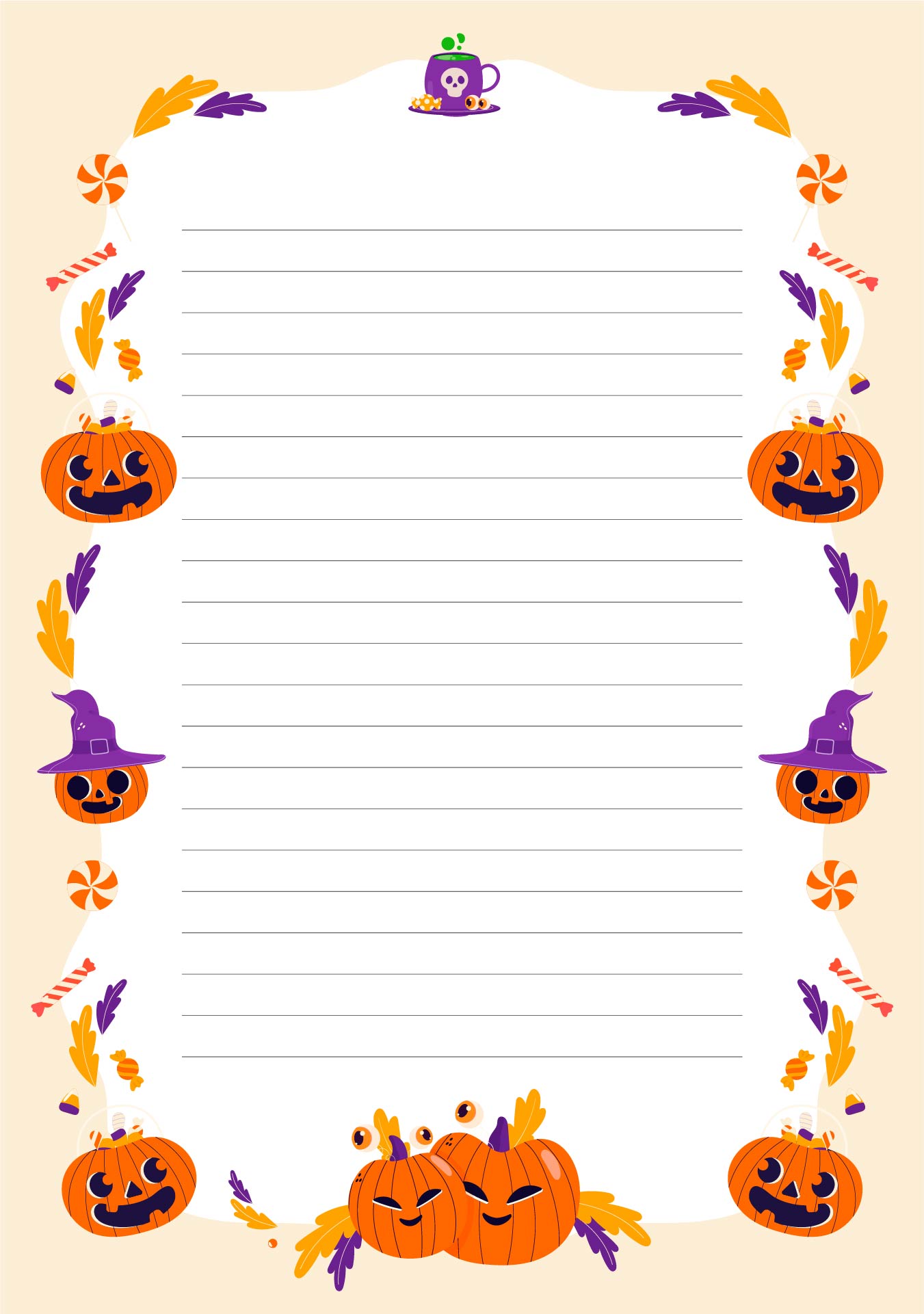 Printable Halloween Pumpkins Letter Head For Kids