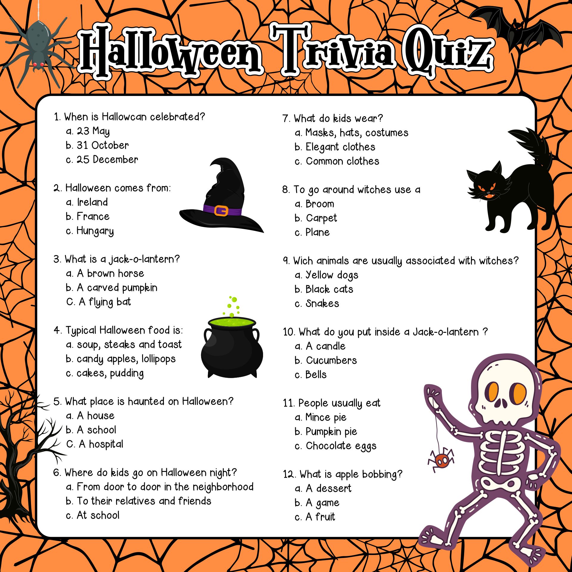 Printable Halloween Quiz Interactive Worksheet