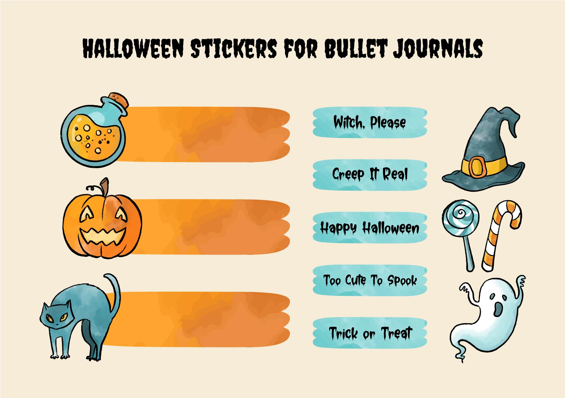 Printable Halloween Stickers For Bullet Journals