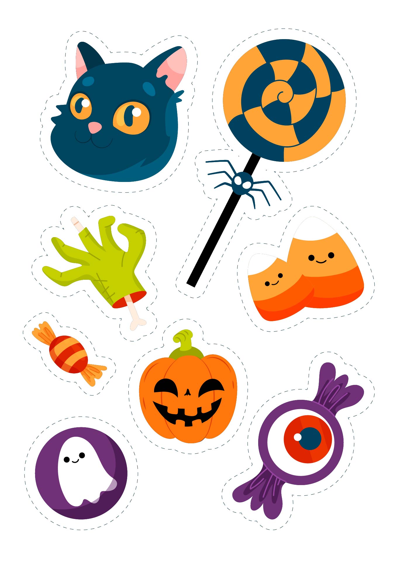 Printable Halloween Stickers Patches Badges Stationery