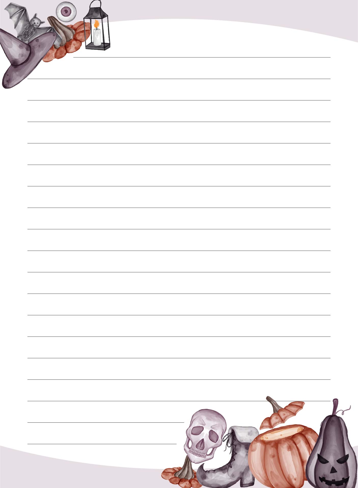 Printable Halloween Themed Lined Paper And Pageborders