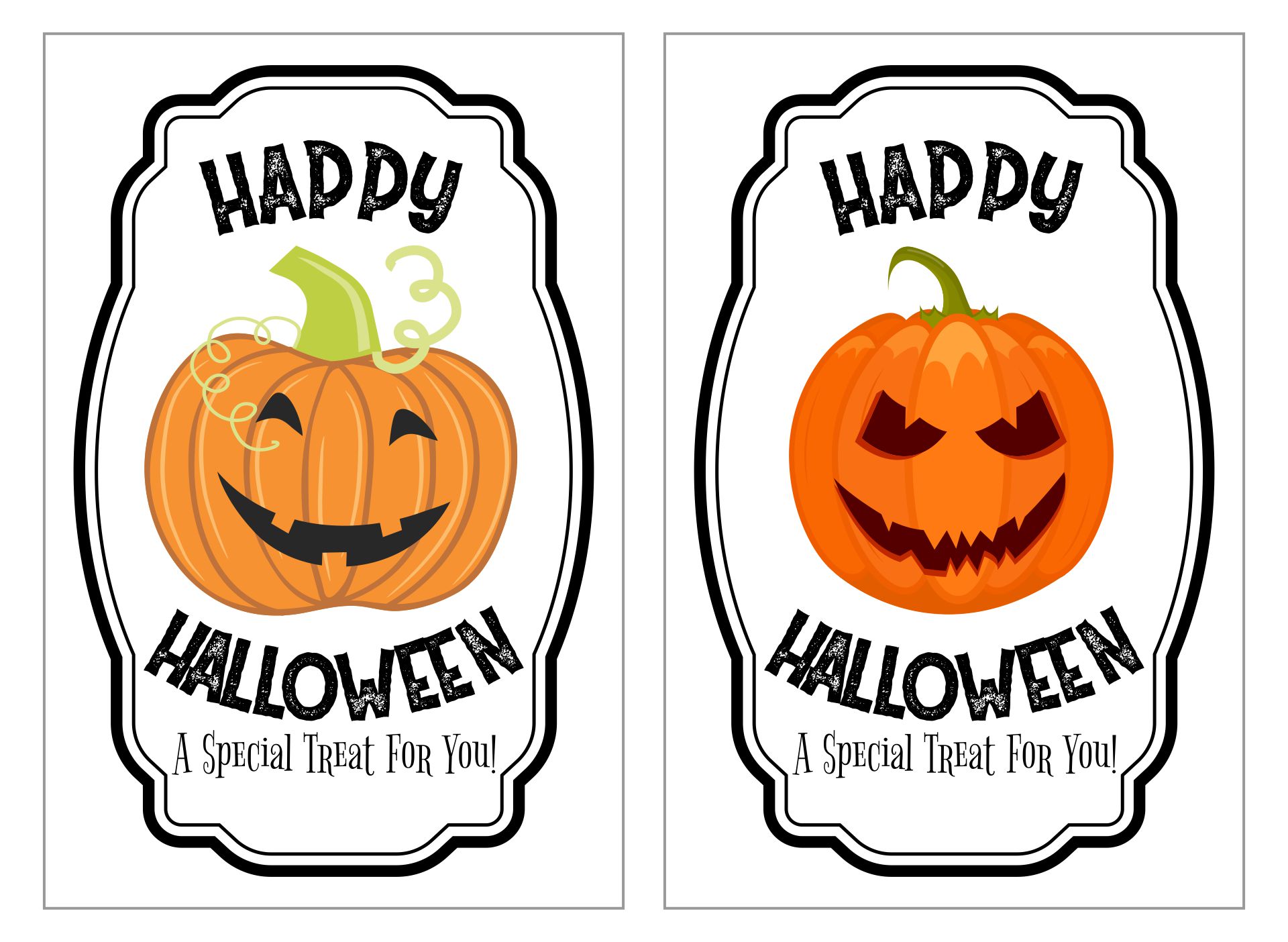 Printable Halloween Treat Bag Topper Kids Favor Labels Stickers Pumpkin