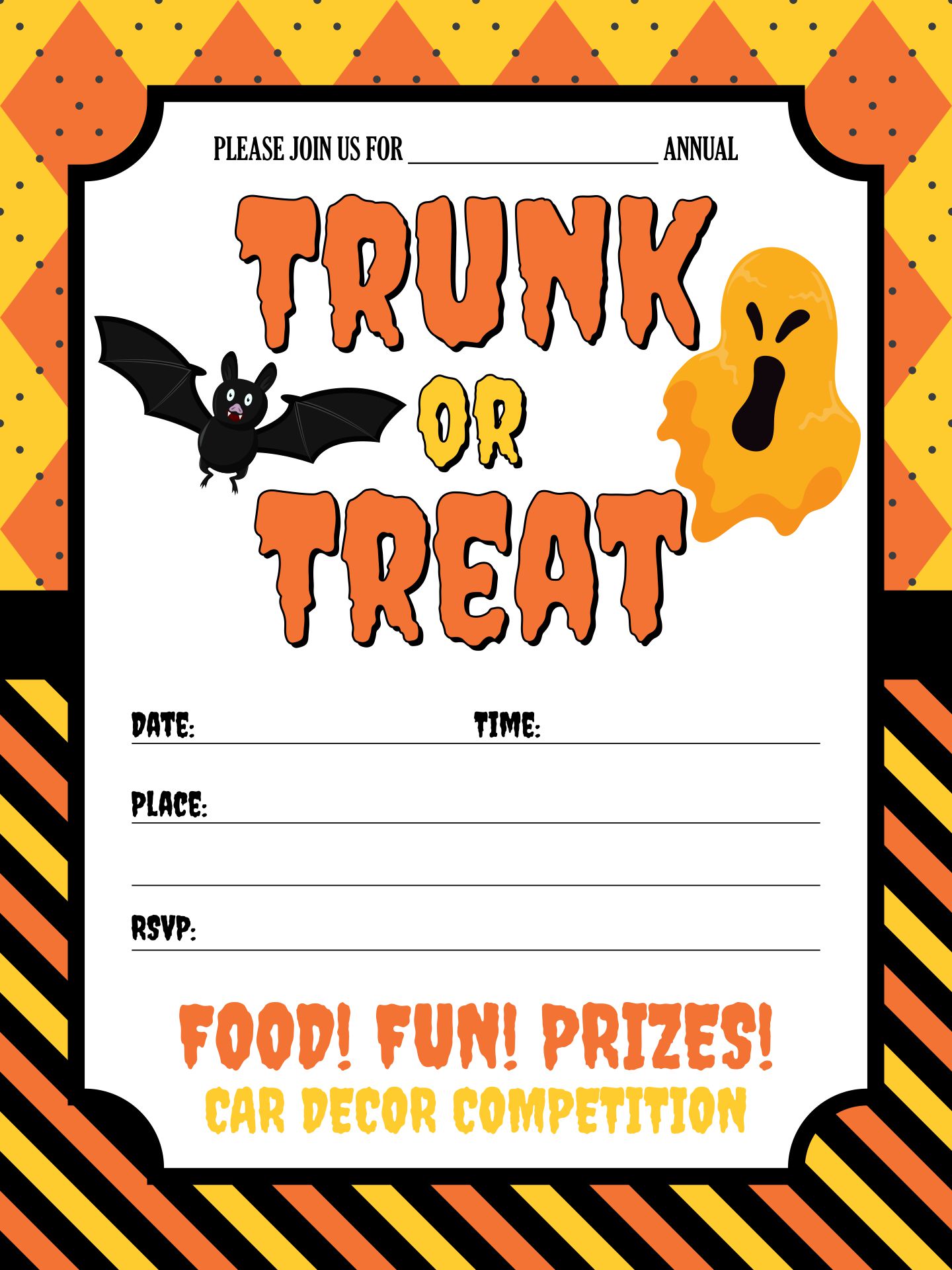 Printable Halloween Trunk Or Treat Flyer Template