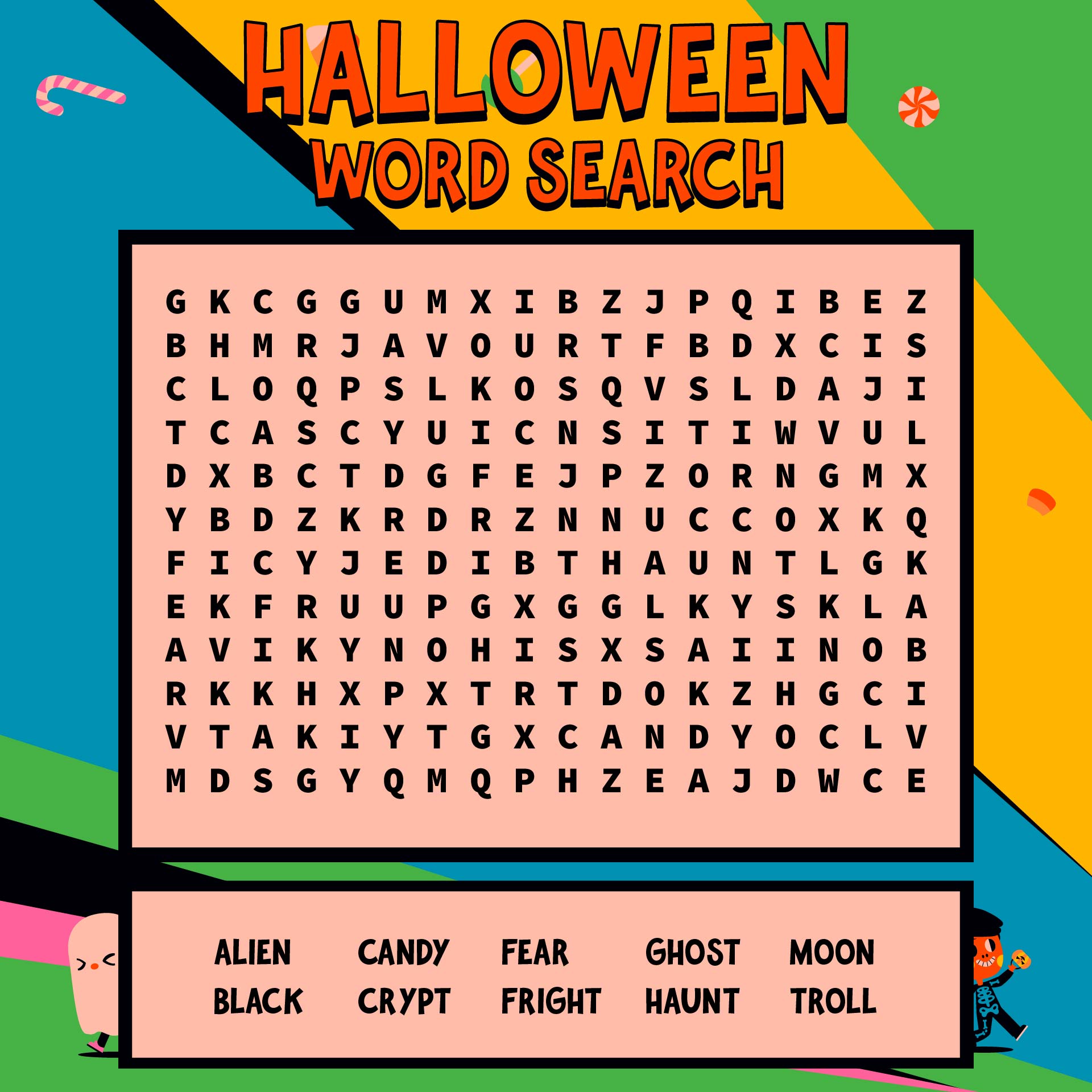 Printable Halloween Word Search For 2nd Grade