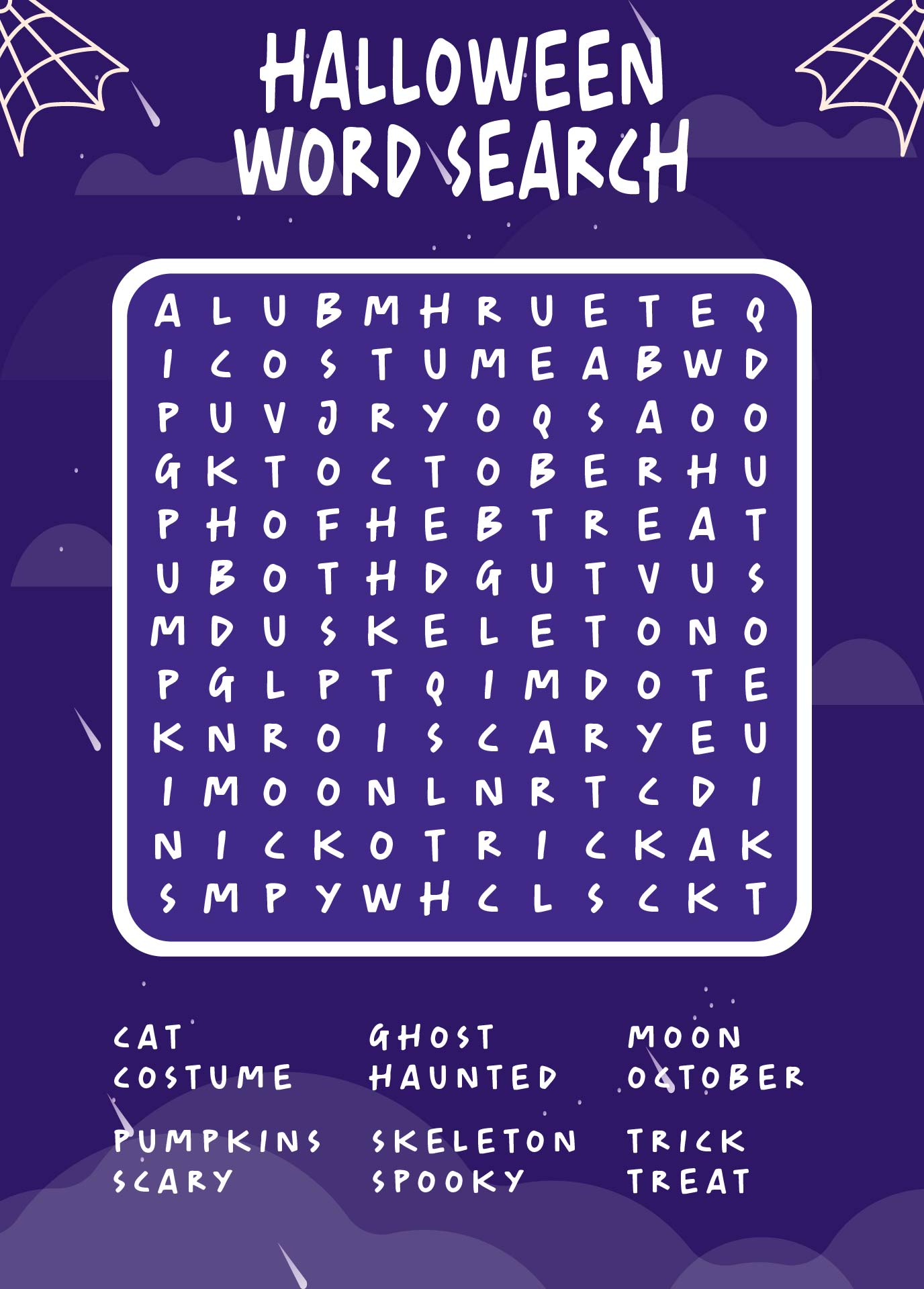 Printable Halloween Word Search Worksheet Vocabulary
