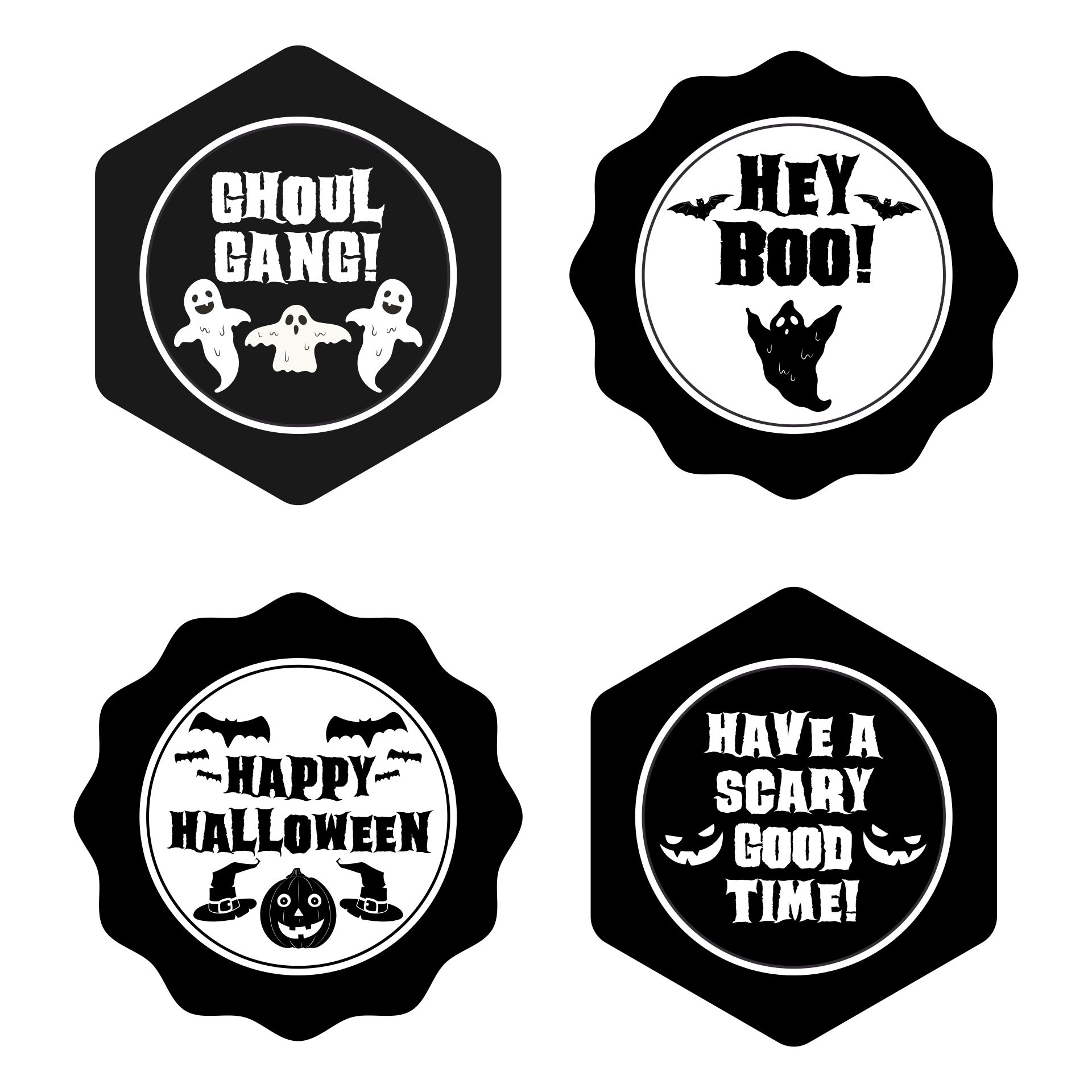Printable Happy Halloween Treat Bag Tags In Black And White