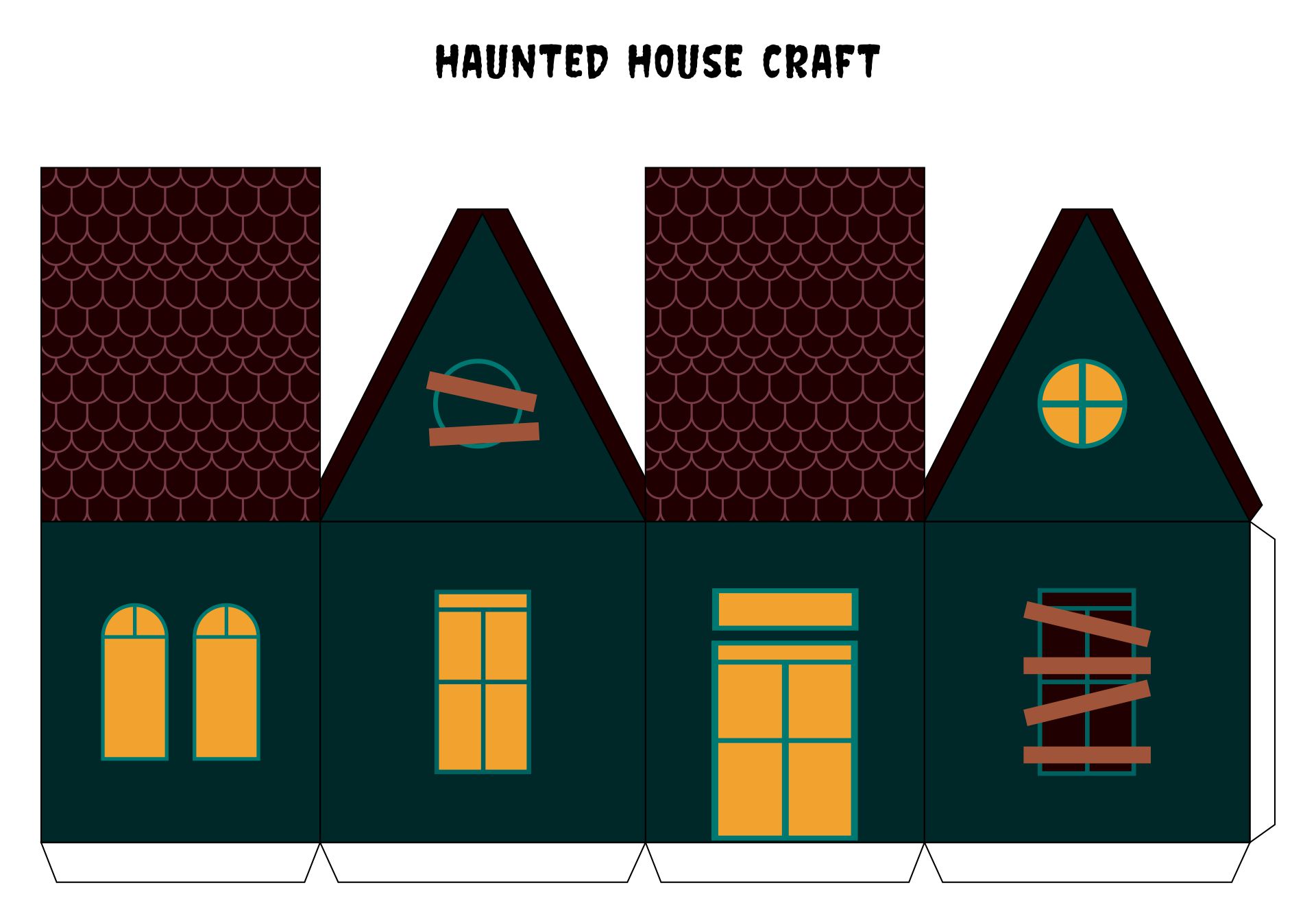 Printable Haunted House Craft For Halloween