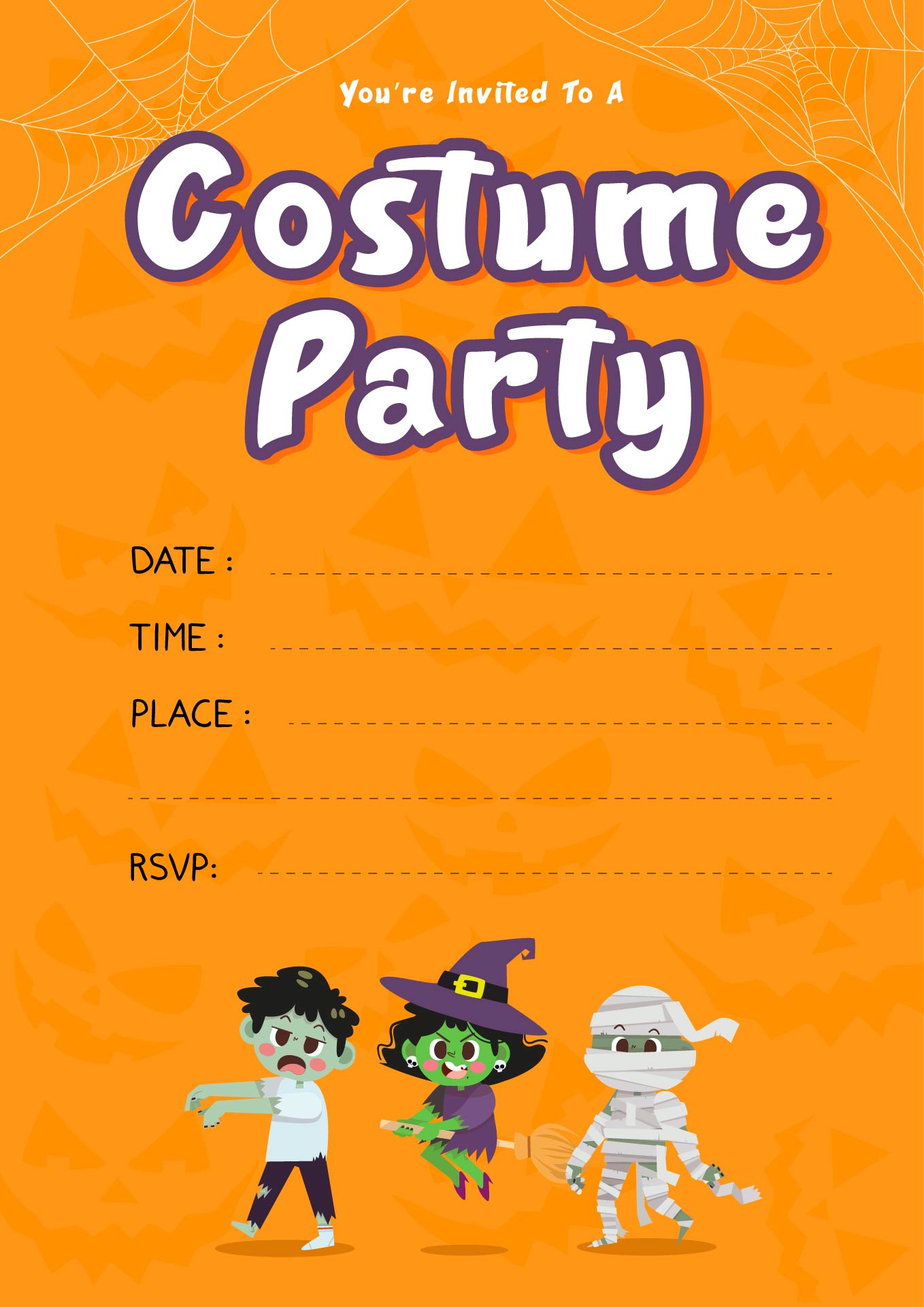 Printable Kids Costume Halloween Party Invitation