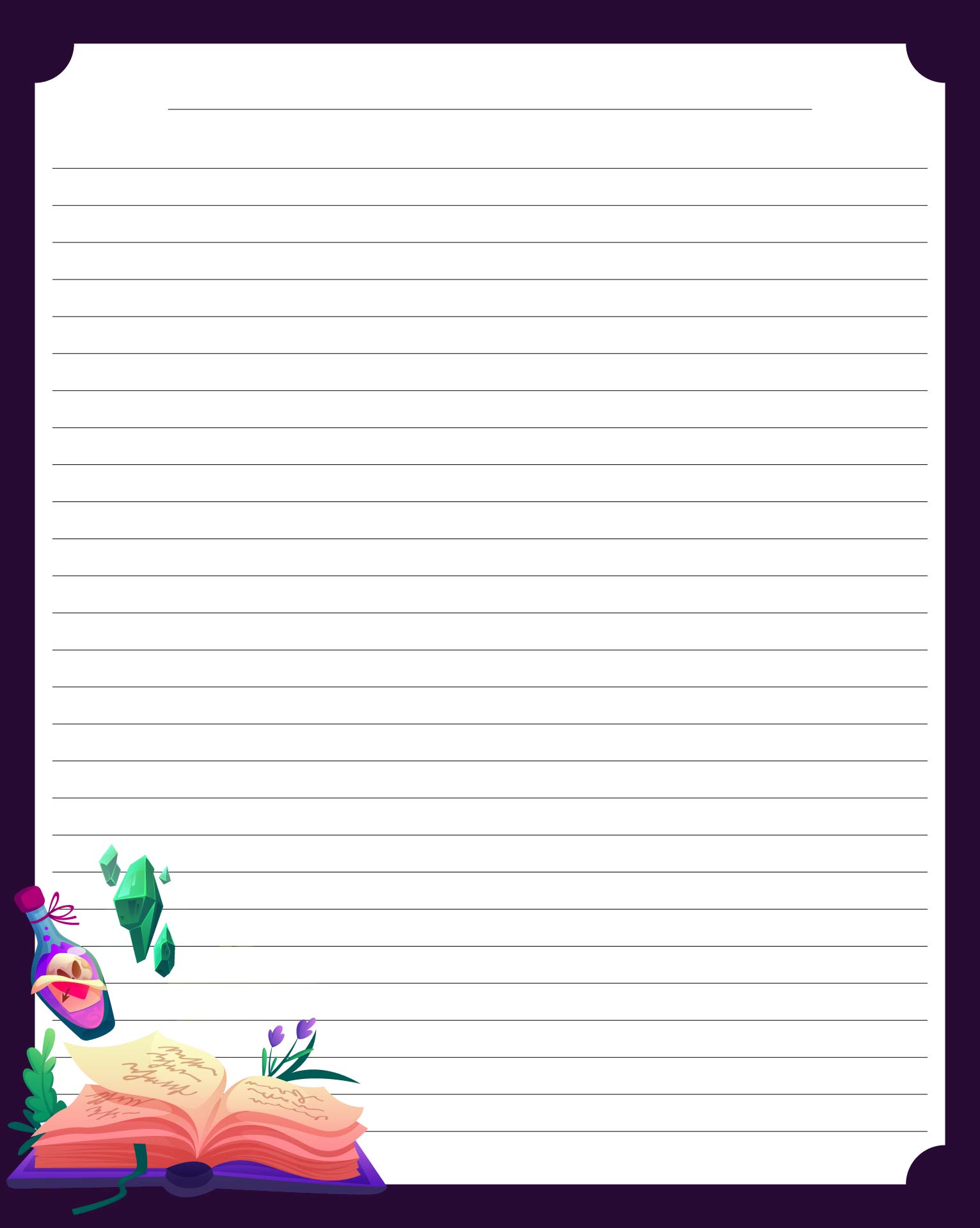 Printable Magic Witch Halloween Writing Paper