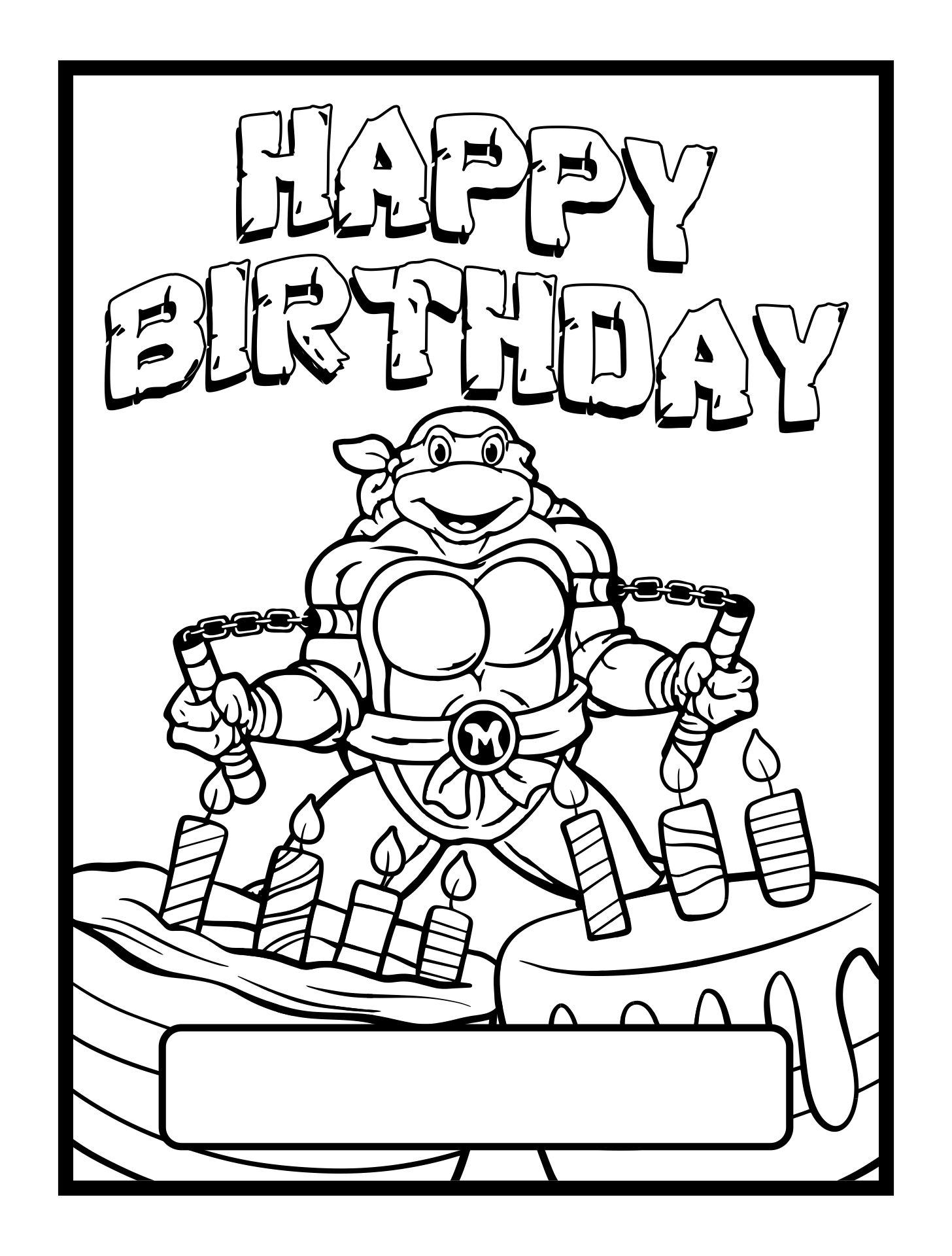 Printable Michaelangelo Birthday Greeting Card Ninja Turtles