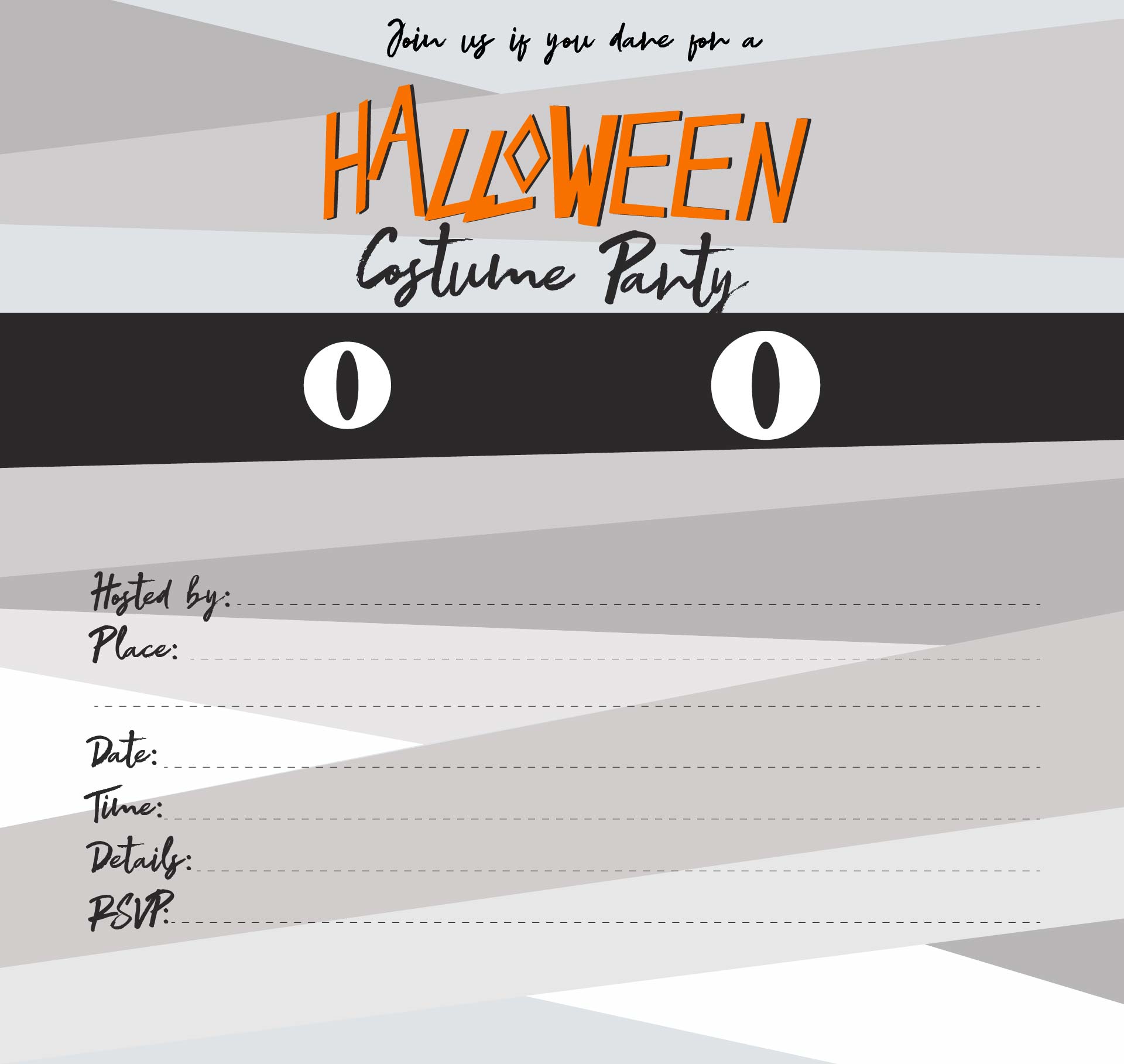 Printable Mummy Halloween Party Invitation Cards For Kids And Adults