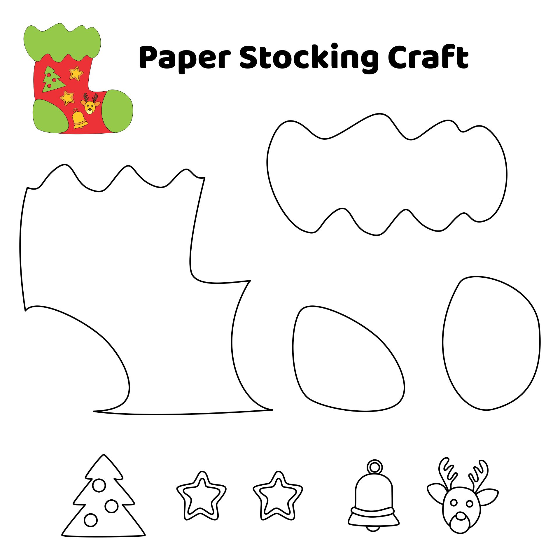 Printable Paper Stocking Craft For Kids