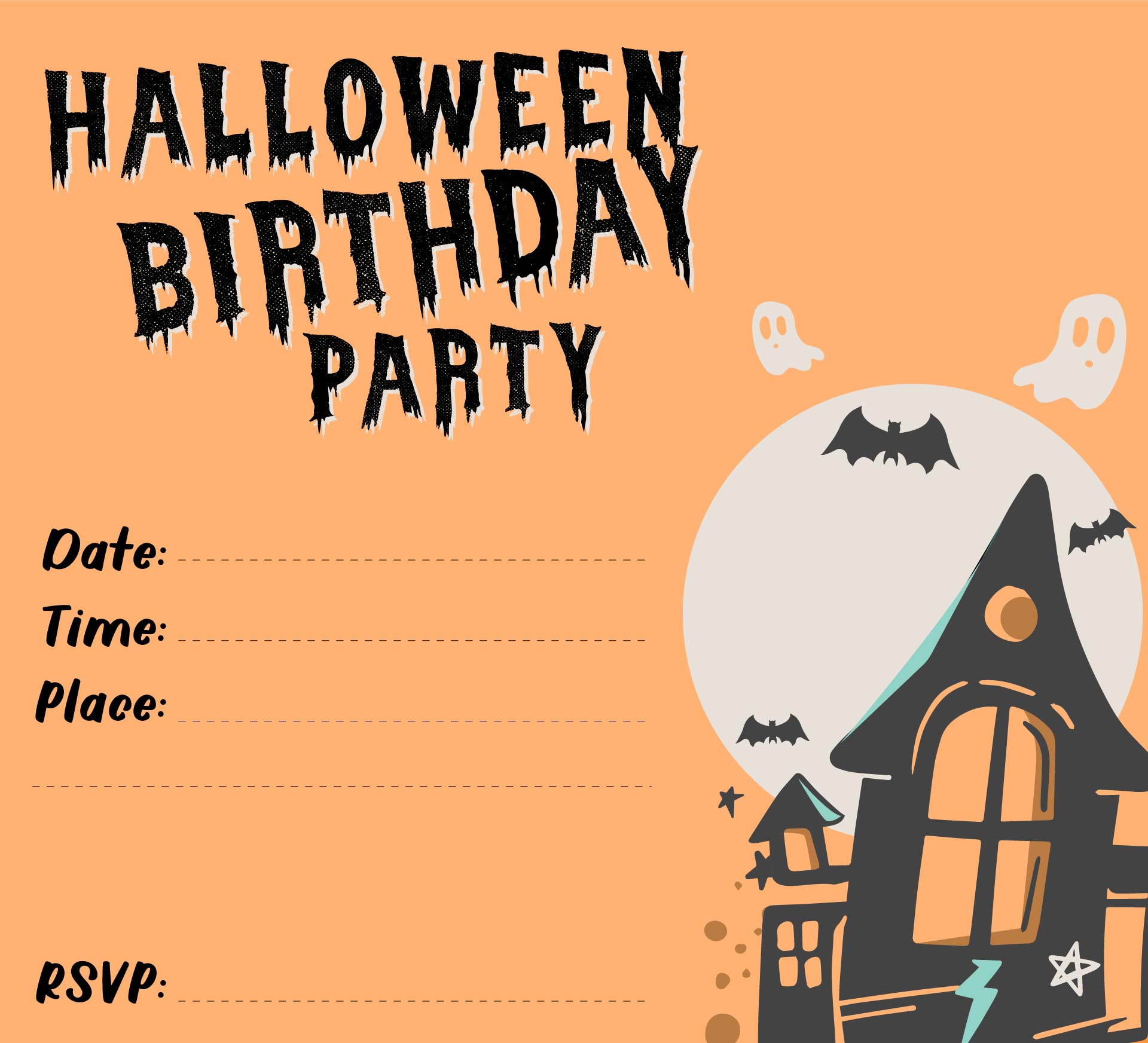 Printable Pastel Halloween Birthday Invitation Template