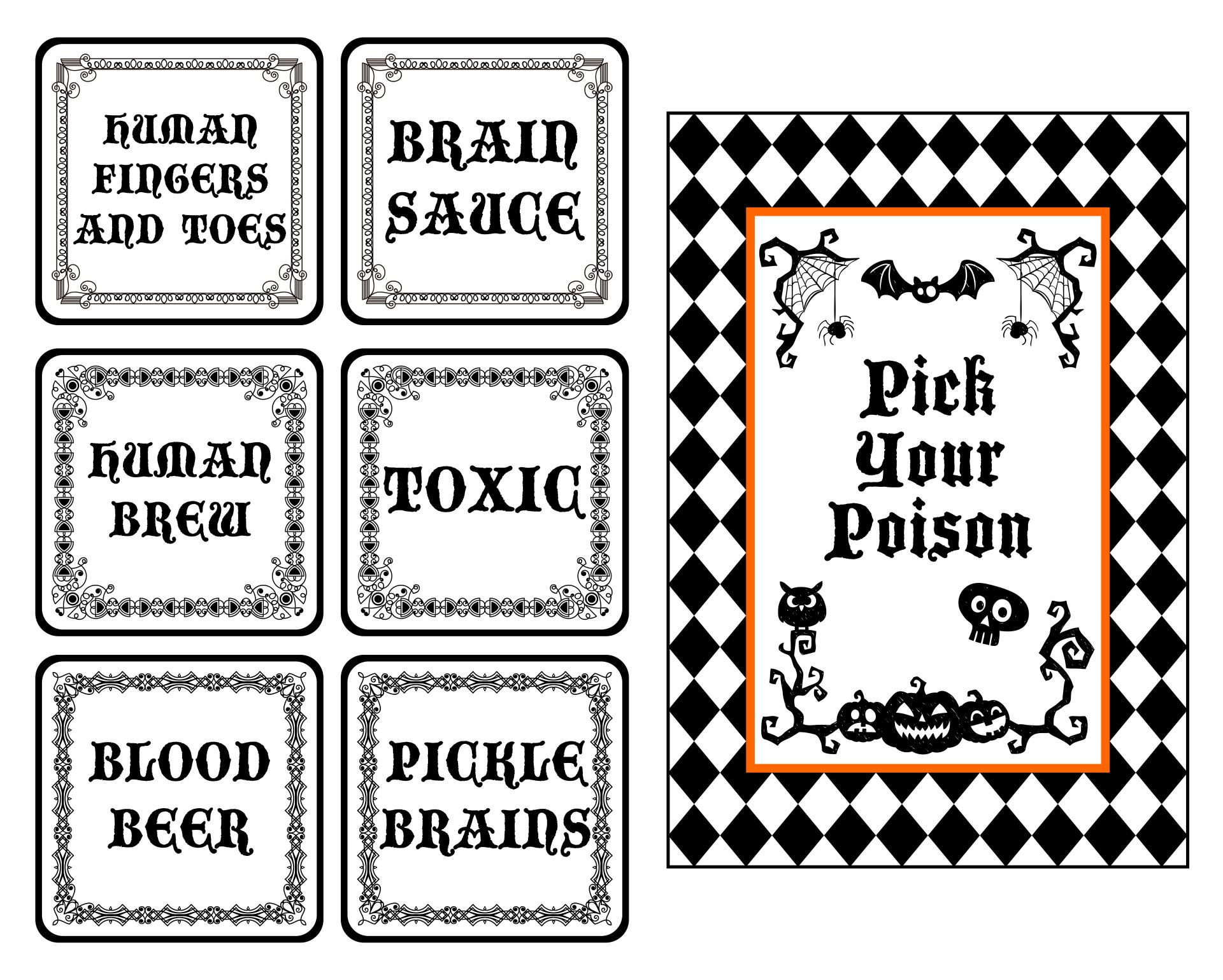 Printable Poison Labels & Table Sign