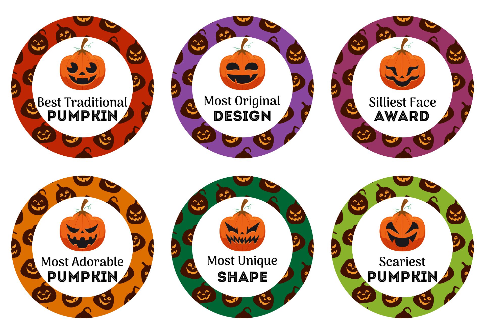 Printable Pumpkin Carving Awards