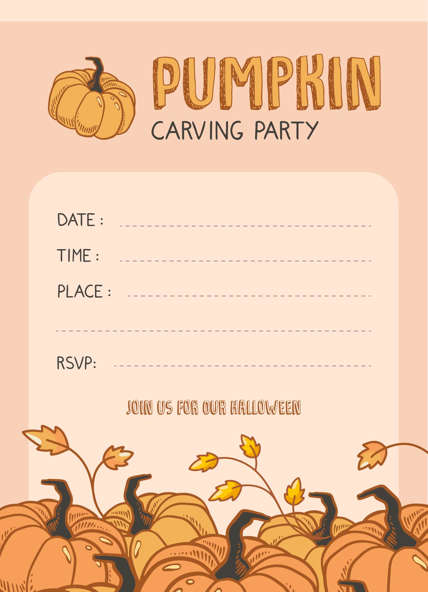 Printable Pumpkin Carving Party Invitation