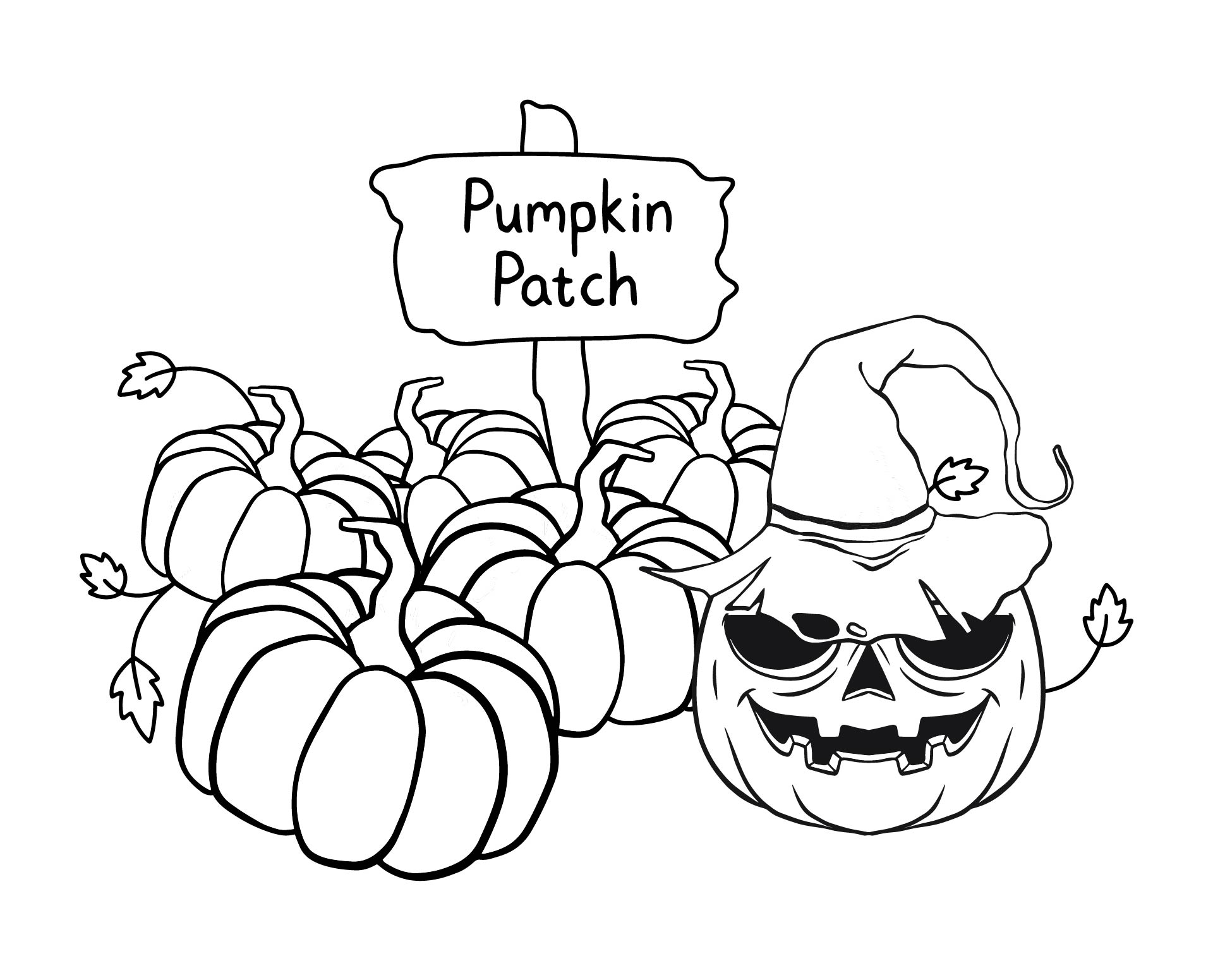 Printable Pumpkin Patch Halloween Coloring Page