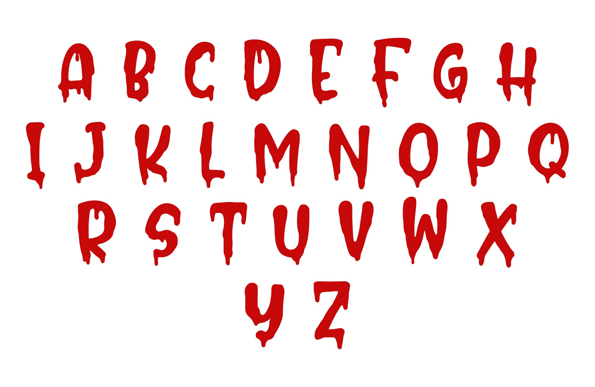 Printable Red Dripping Blood Halloween Alphabet Letters
