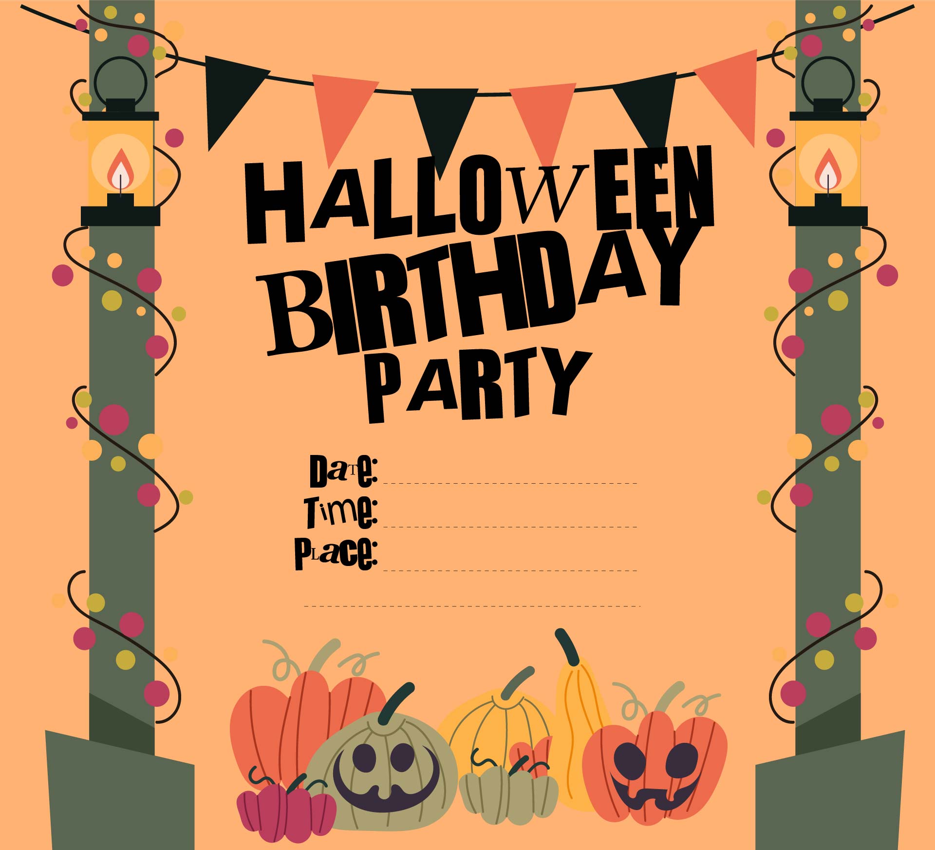 Printable Scary Halloween Birthday Party Invitation Template