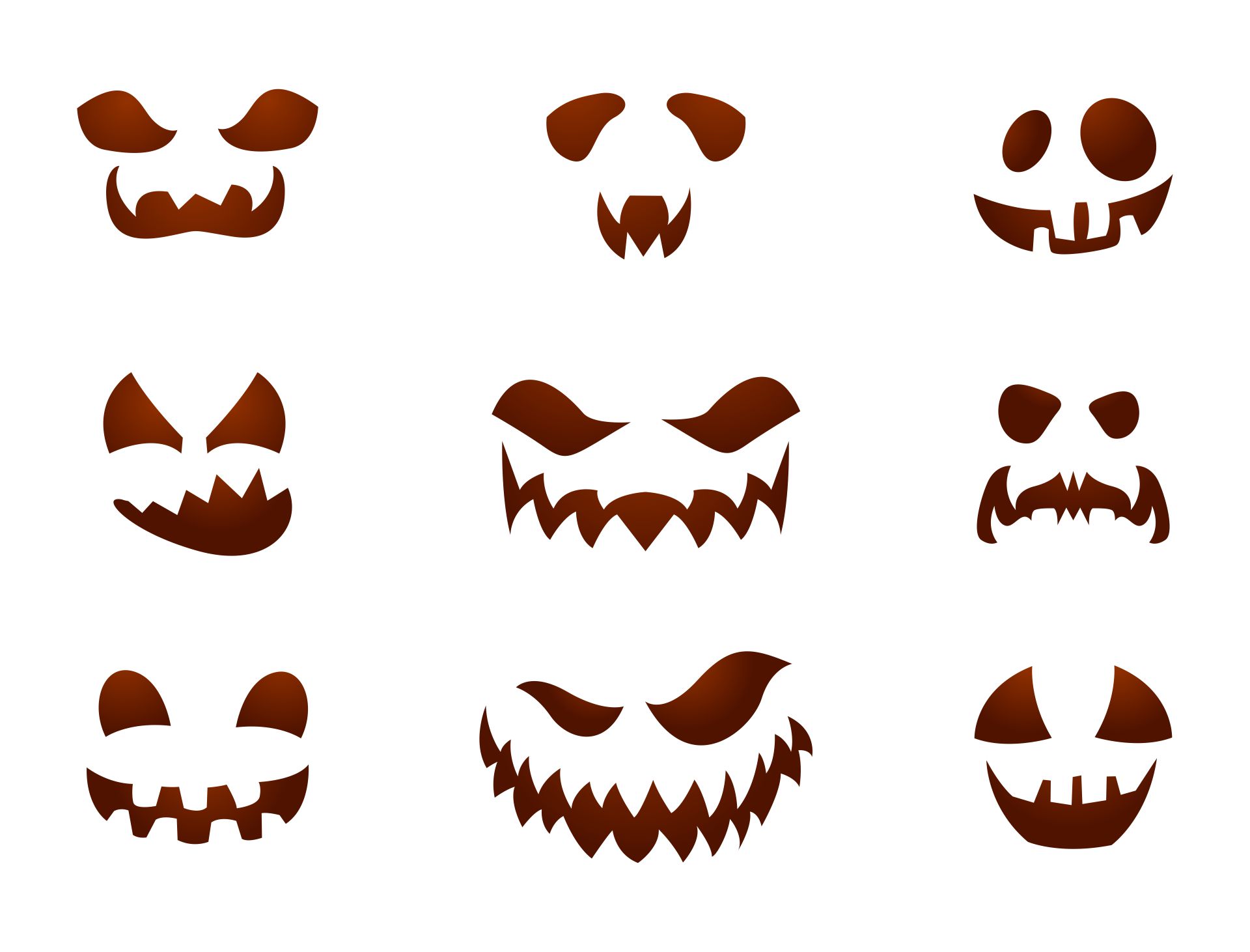 Printable Spooky Yet Scary Halloween Pumpkin Carving Stencils