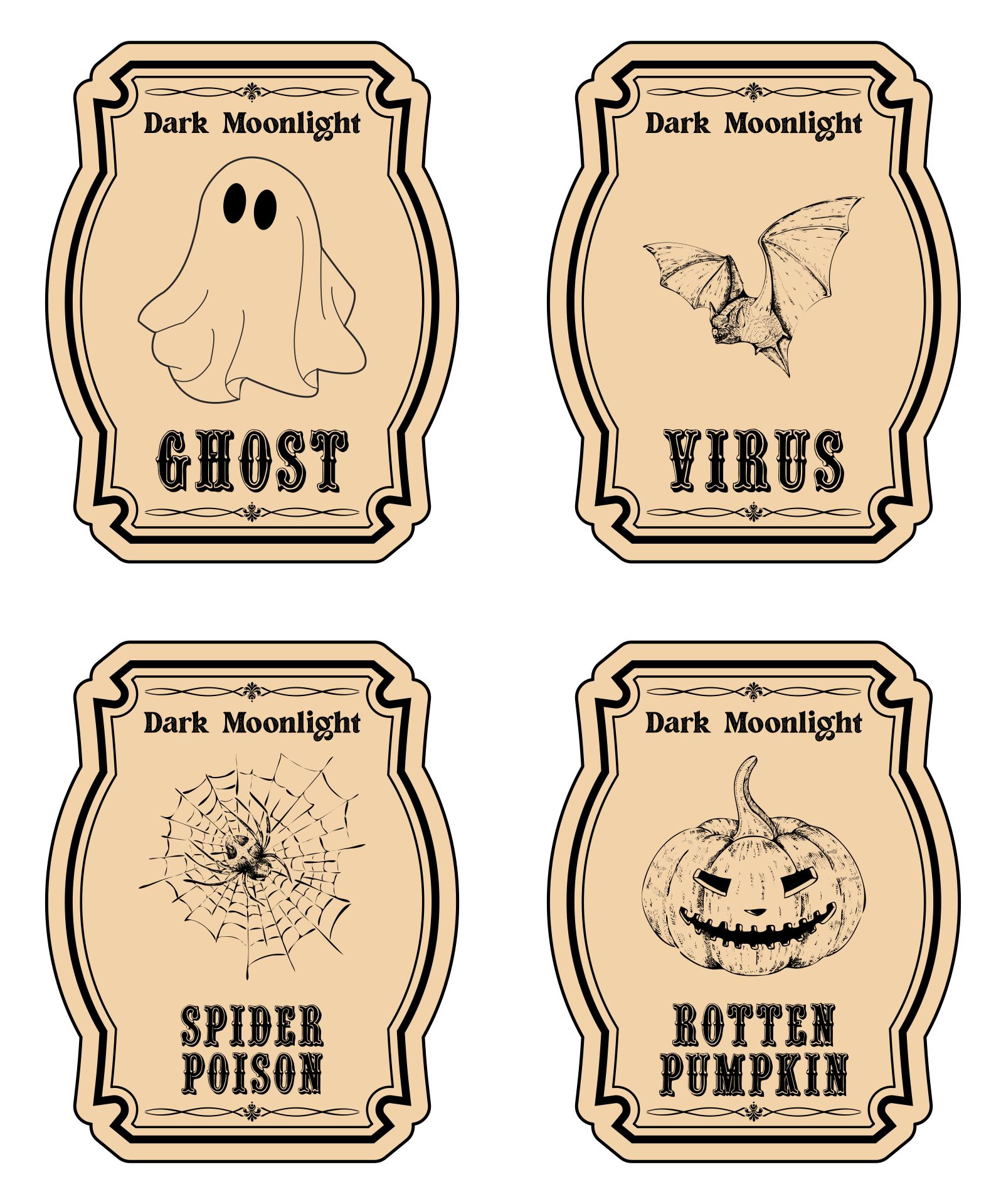 Printable Vintage Halloween Decorations Bottle Stickers Labels