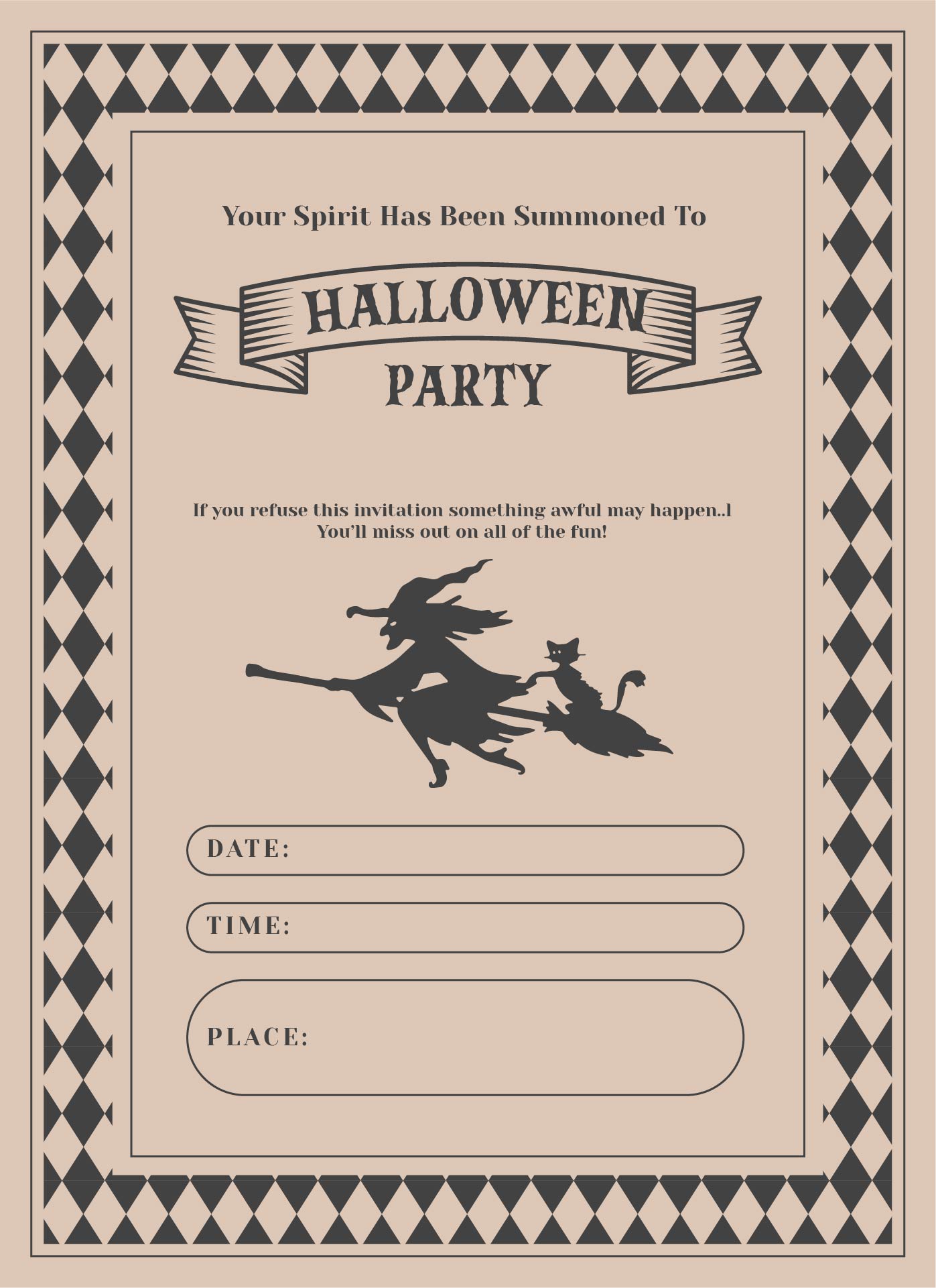Printable Vintage Halloween Party Invitation Template