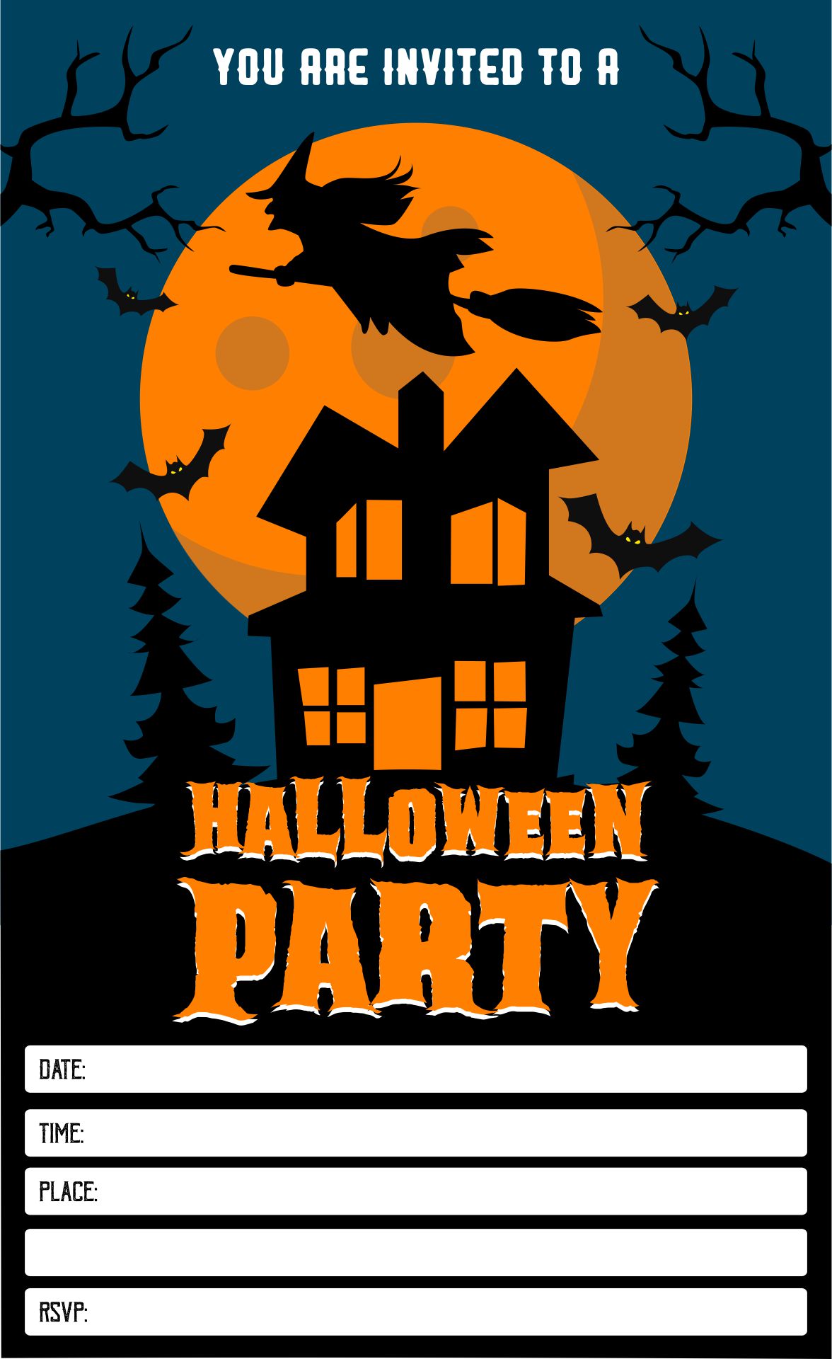 Printable Witch And Haunted House Halloween Flyer