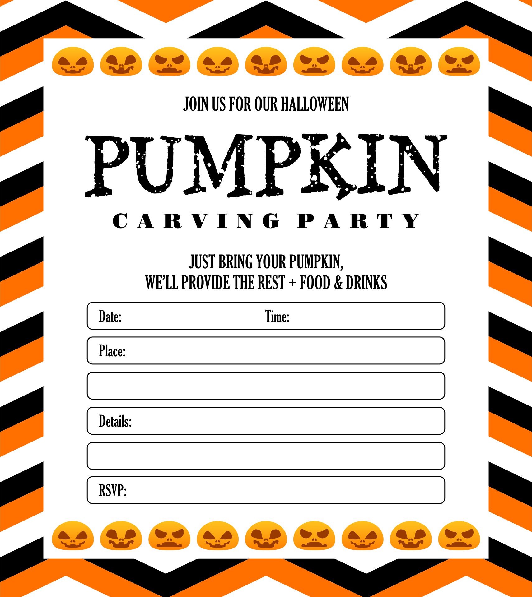 Pumpkin Carving Party Invitation Printable