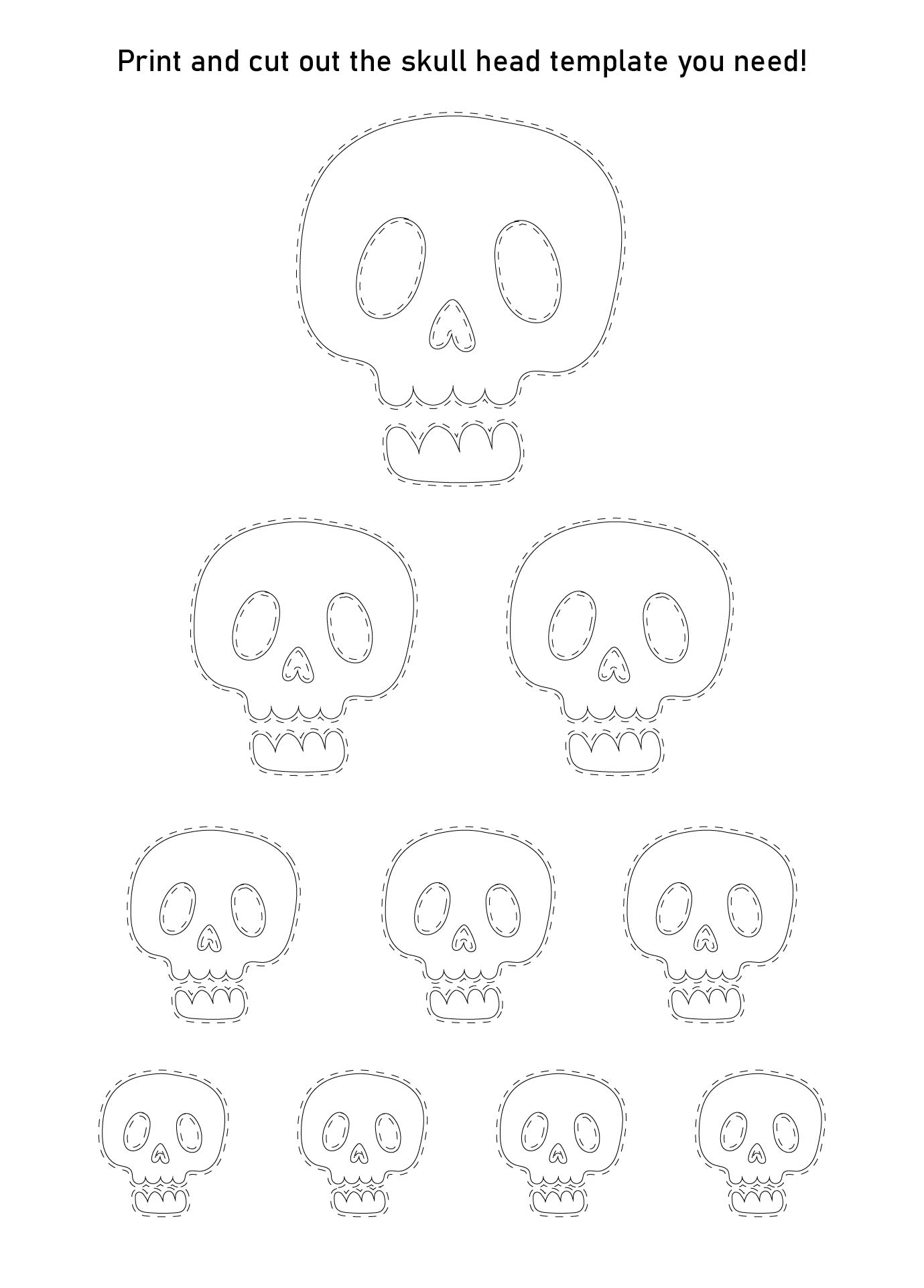 Q Tip Skeleton Head Halloween Craft Printable Template