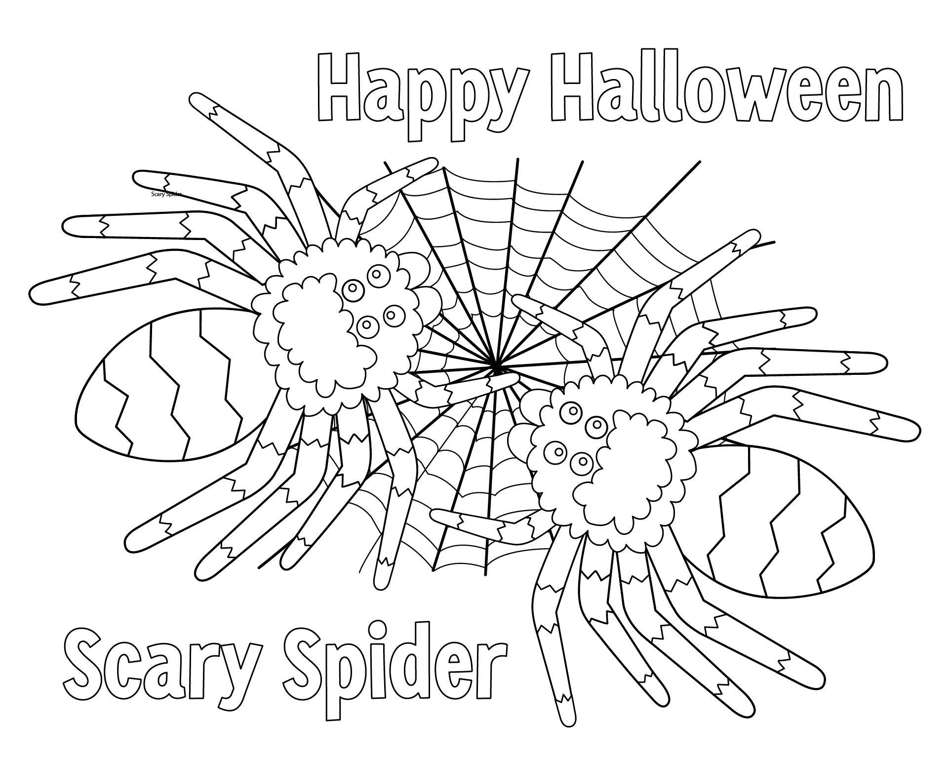 Scary Spider Coloring Page Halloween Printable