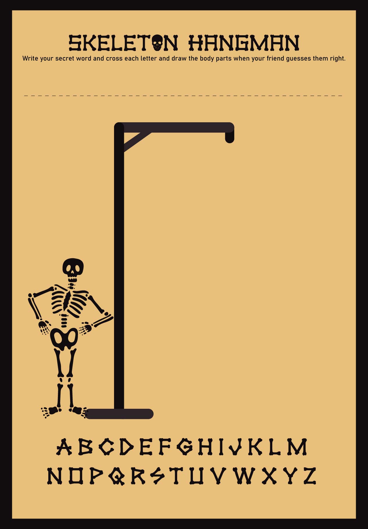 Skeleton Hangman A Printable Halloween Party Game