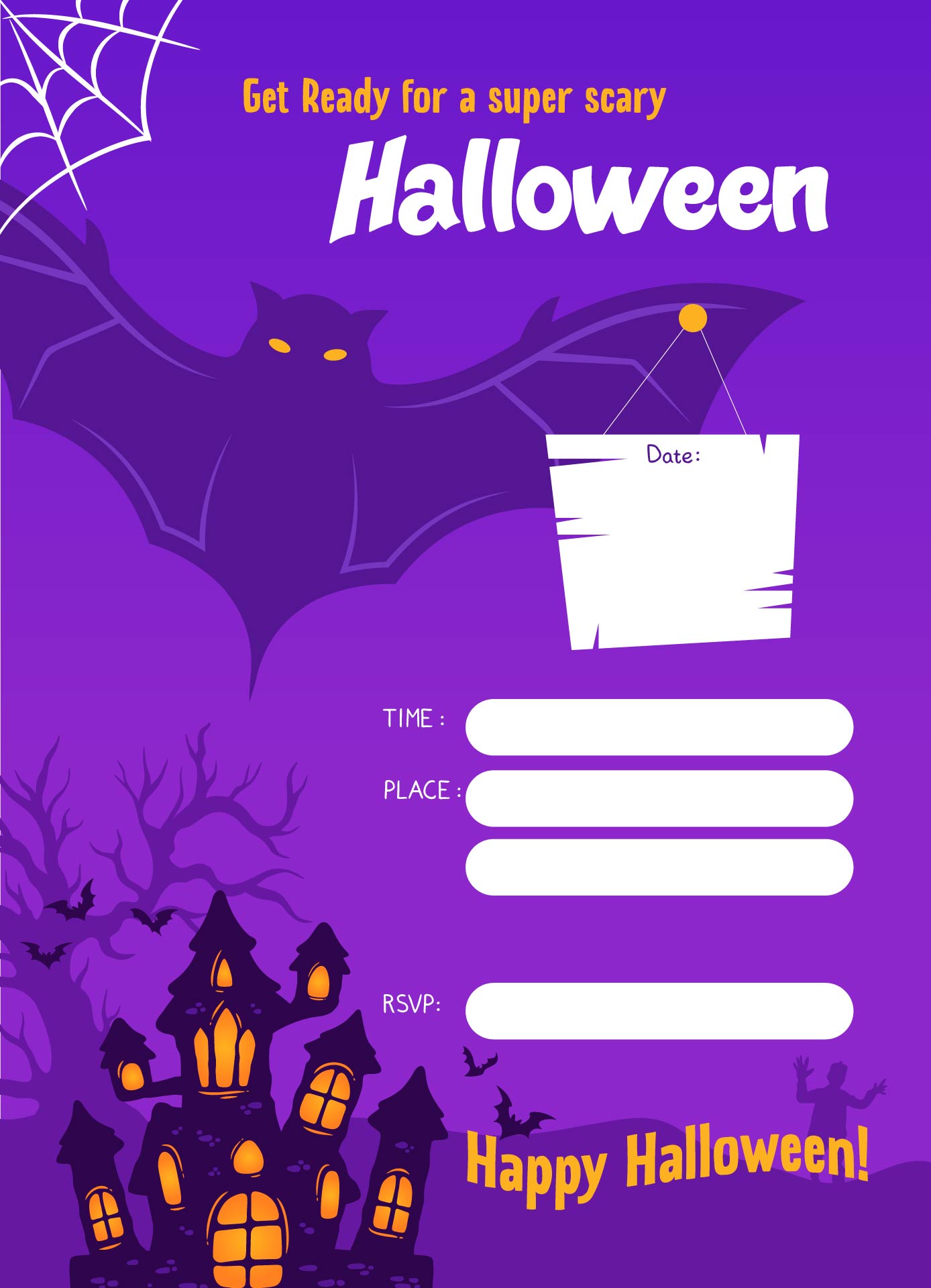 Spooky Bat Printable Halloween Party Flyer