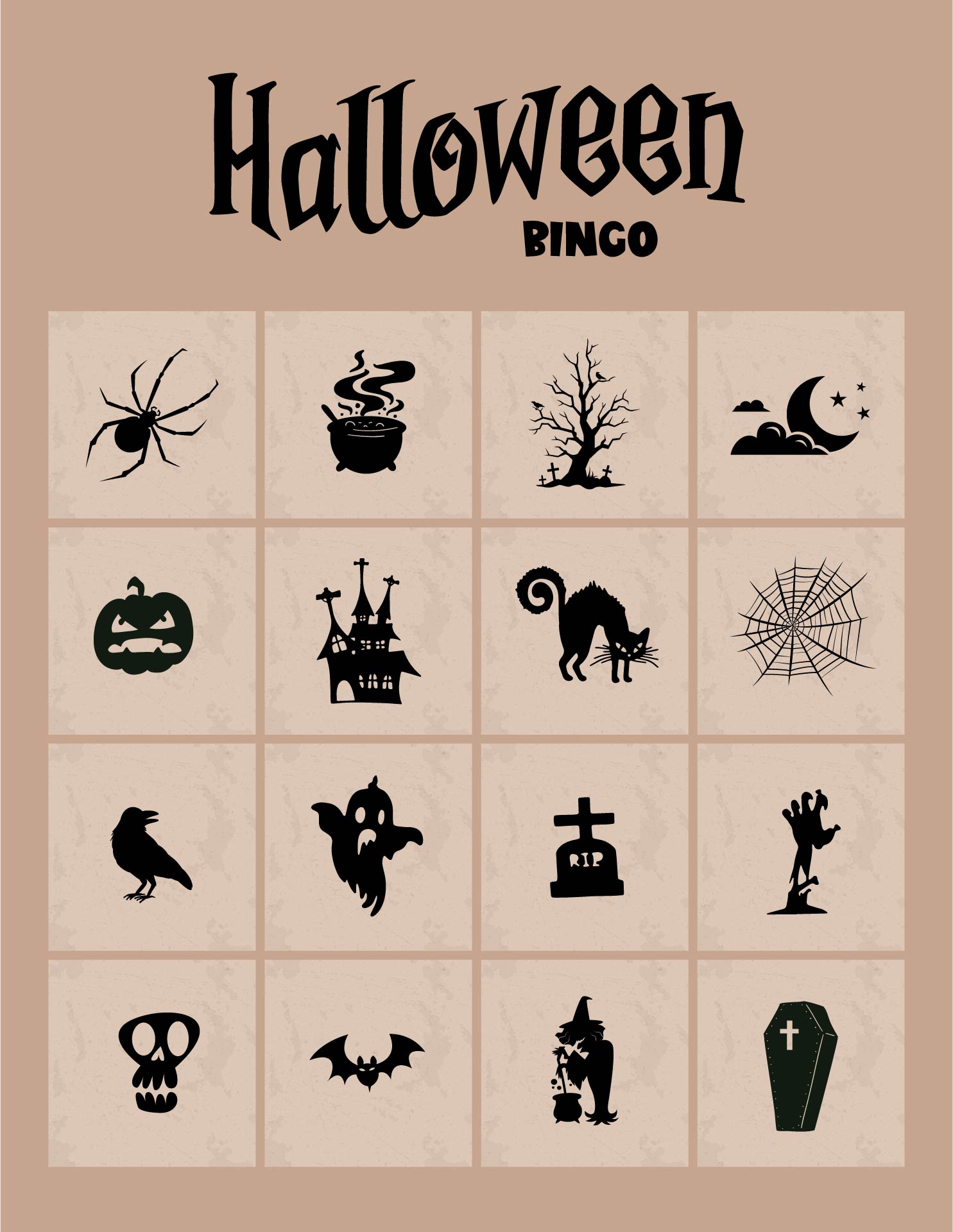 Spooky Halloween Printable Bingo Board