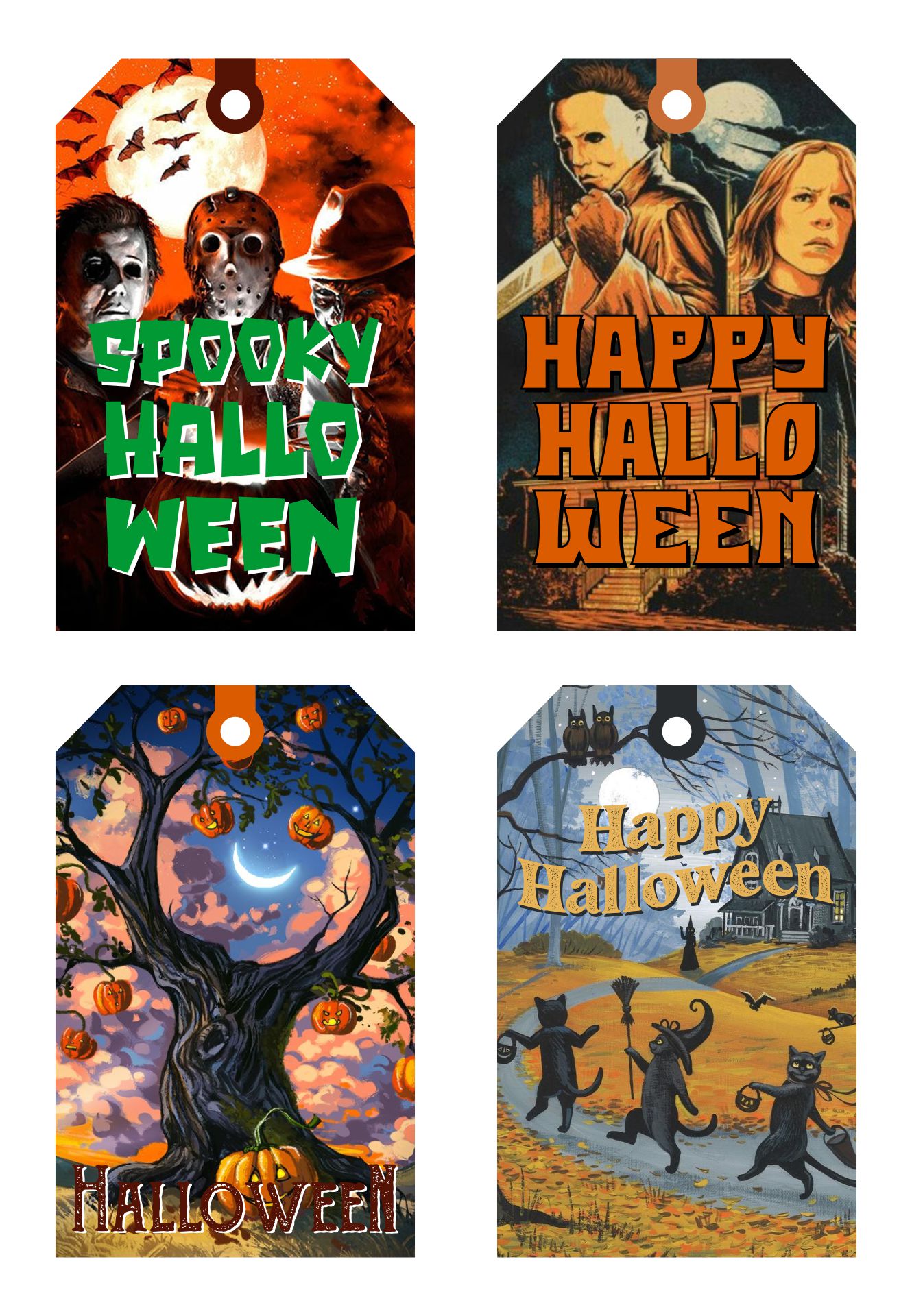 Spooky Halloween Tags Vintage Style Printable