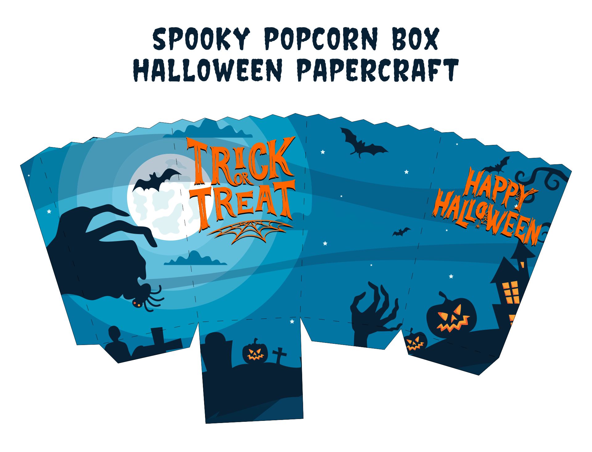 Spooky Popcorn Box Halloween Papercraft Printable