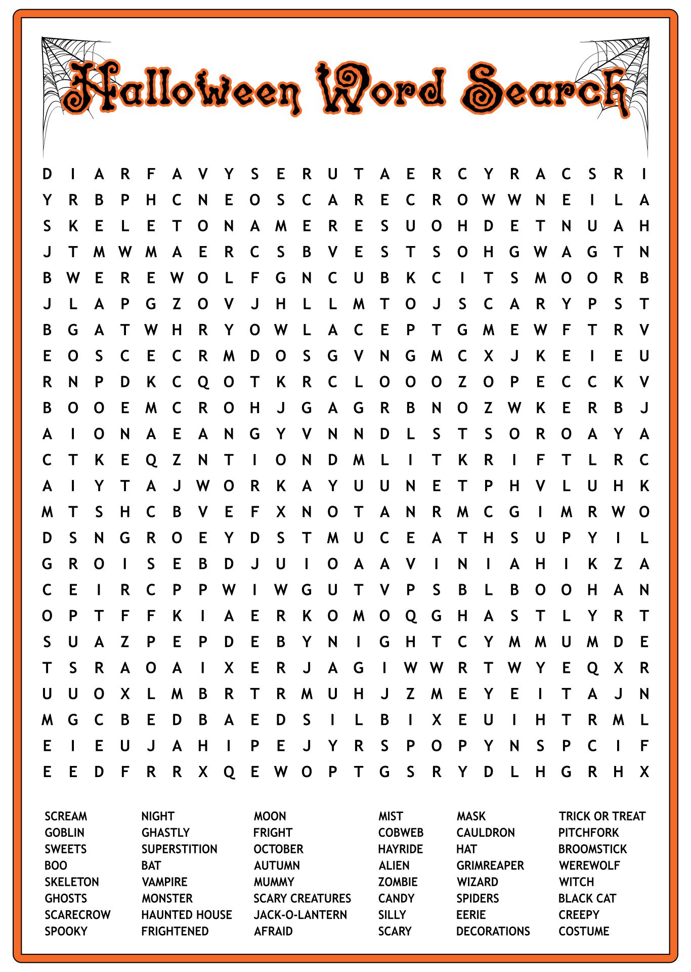 The Ultimate Hard Halloween Word Search For Adults